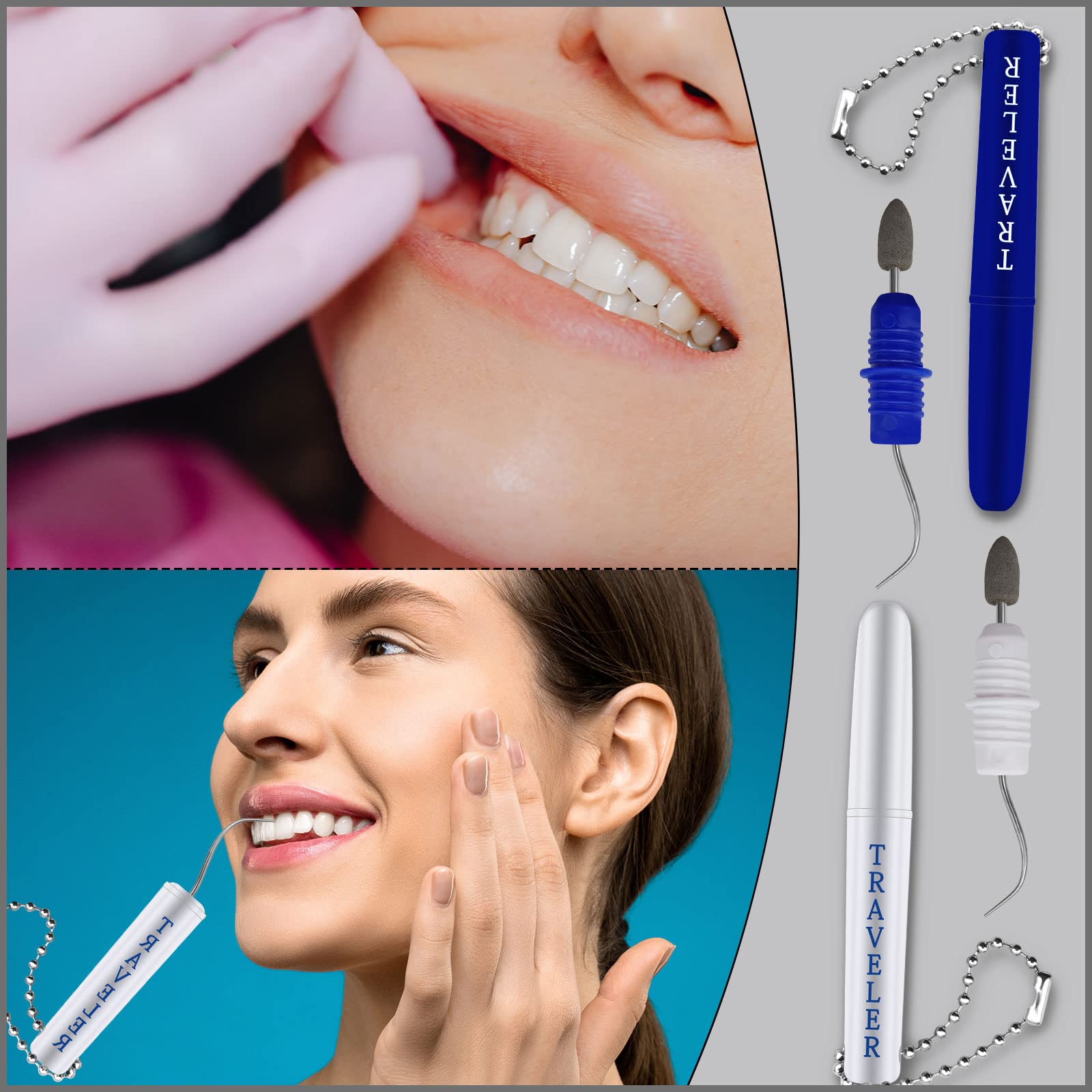 BLMHTWO 2-Piece Travel Dental Kit - Plaque Remover with Keychain & Case for On-the-Go Oral Care