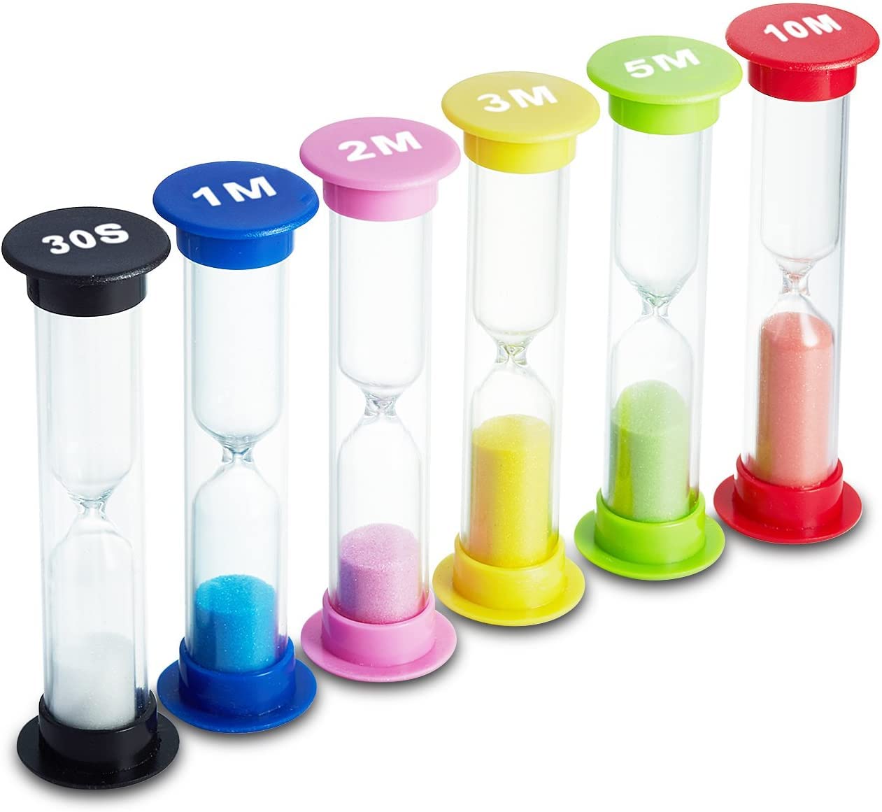 Colorful 6-Pack Sand Timer for Kids - Fun & Easy Visual Learning Tool - Perfect for Classroom, Games, and Time Management Activities