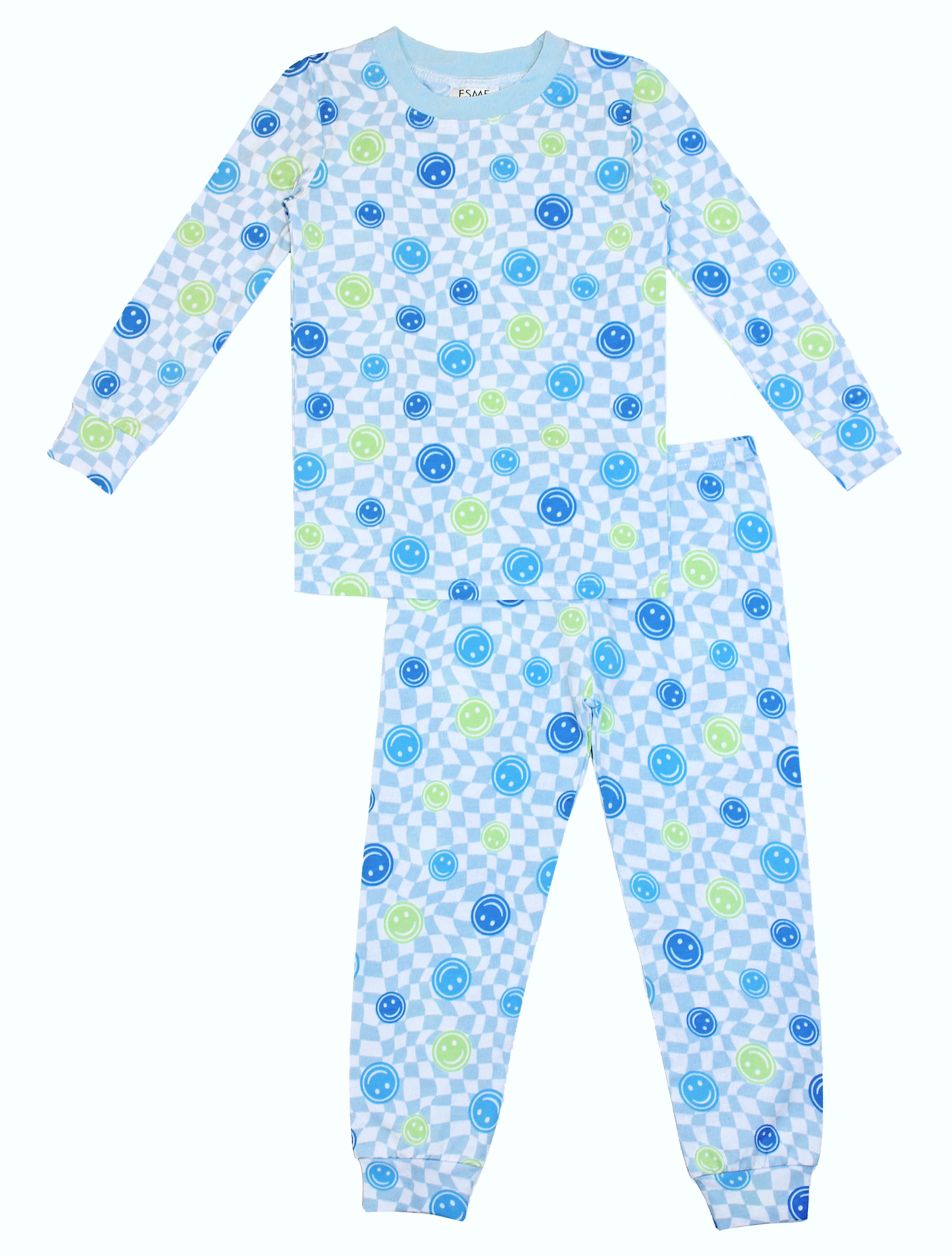 Blue Happy Face Pajama Set for Women - Soft & Comfortable Sleepwear for Cozy Nights & Relaxing at Home