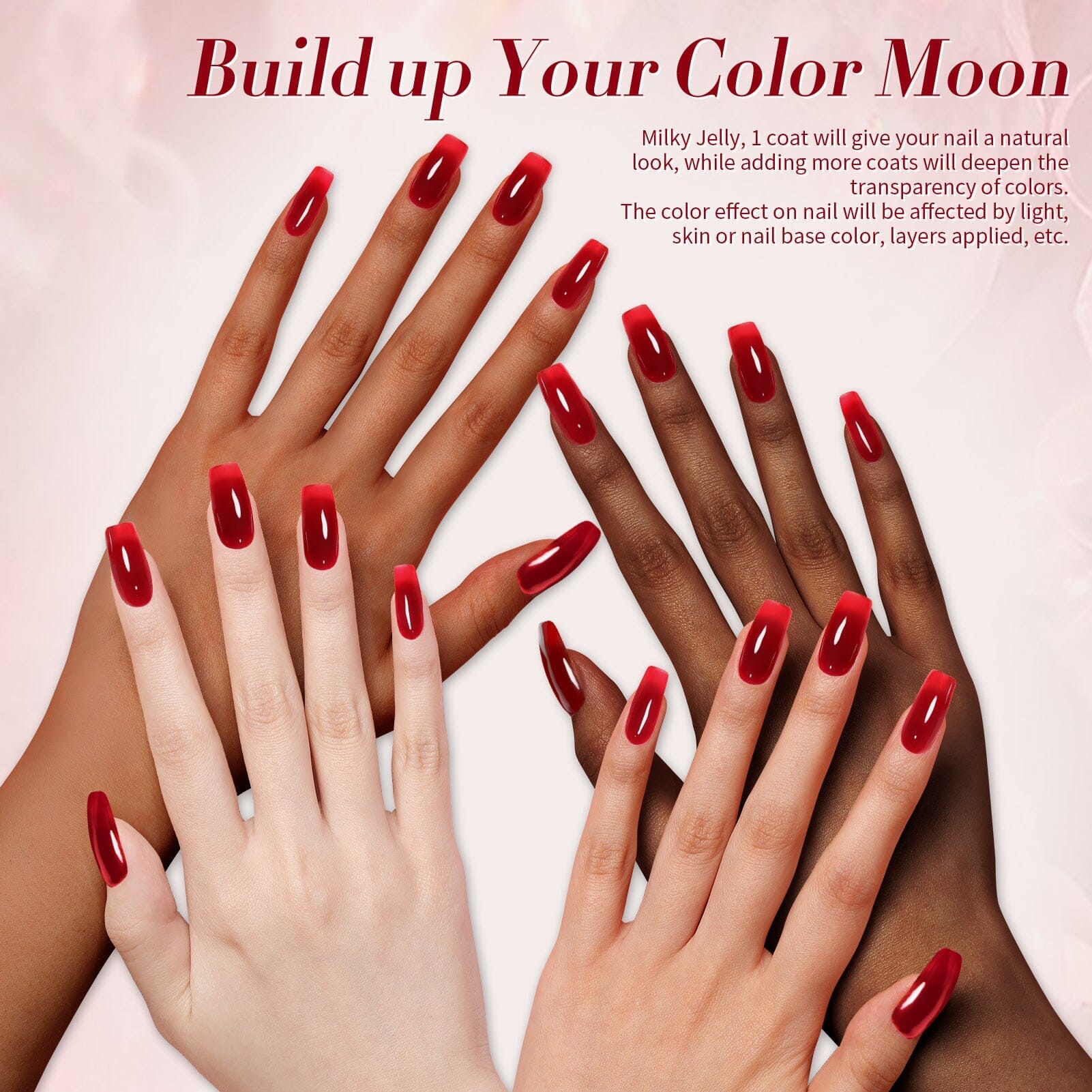 Hema Free Red Jelly Gel #13 - 15ml Nail Art Gel Polish for Salon & DIY Manicure - Long Lasting UV LED Cured Gel for Professional Nail Designs & Home Use