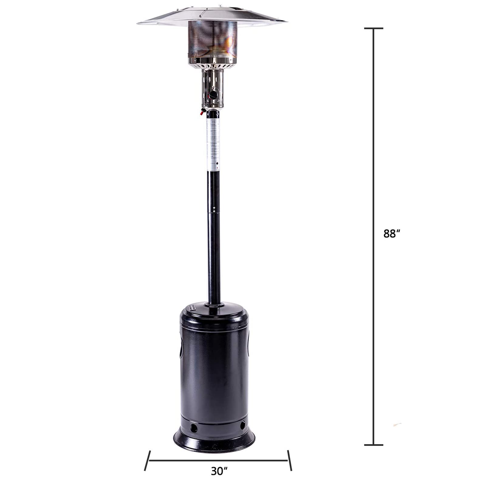 **47,000 BTU Outdoor Propane Heater with Wheels - 88 Inch Stainless Steel Standing Gas Patio Heater for Commercial & Residential Use - Perfect for Parties, Restaurants, Gardens & Yards (Hammered Black)**