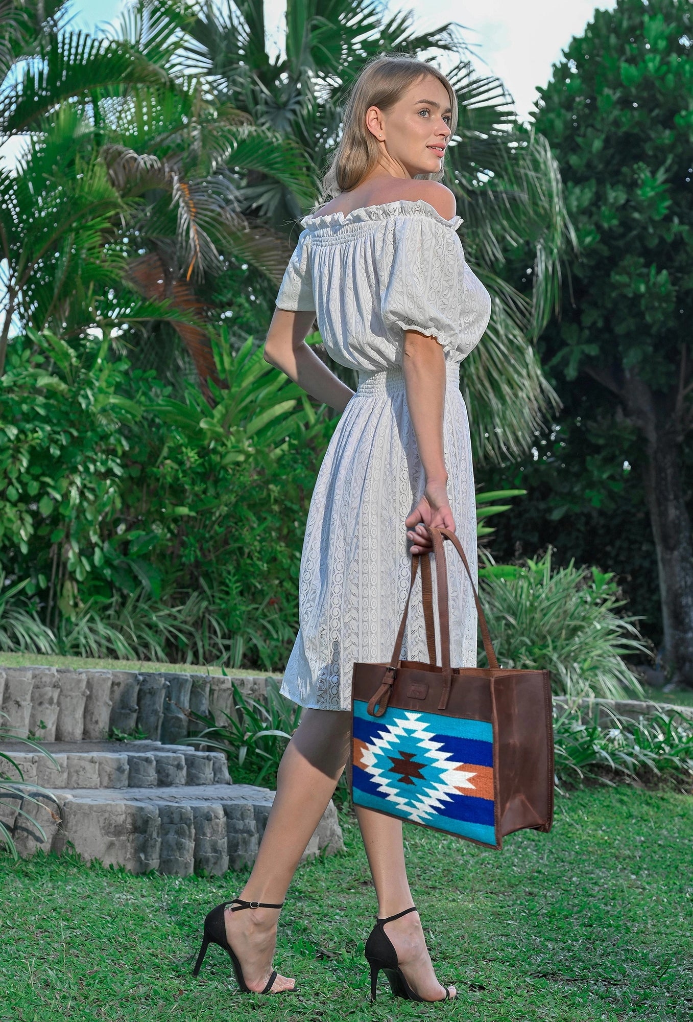 Stylish Leather Tote Bag for Women - Aztec Western Design Handbag - Perfect for Work, Travel & Everyday Use