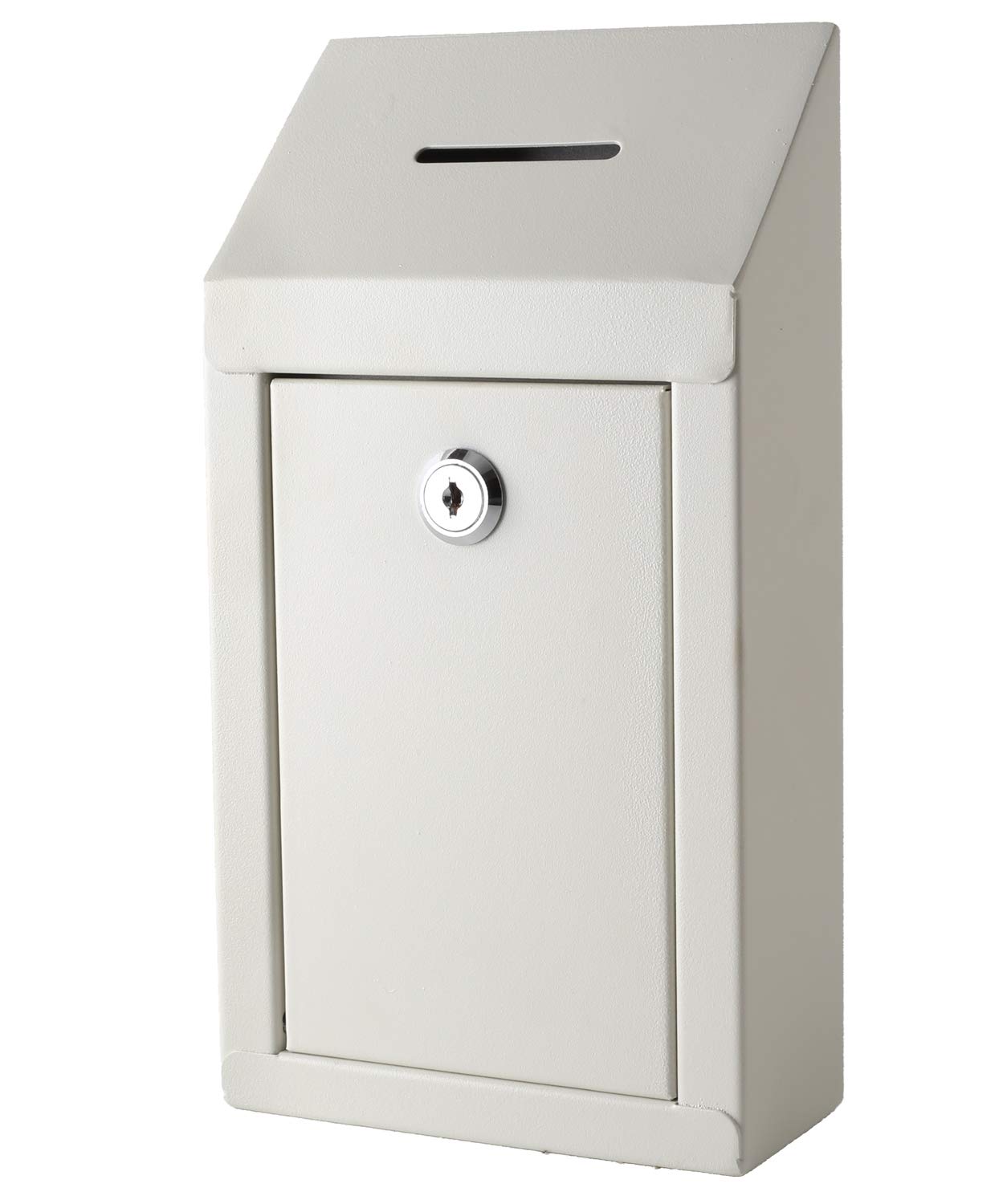 Secure Metal Donation Box with Lock & Keys - 10x6x2.5