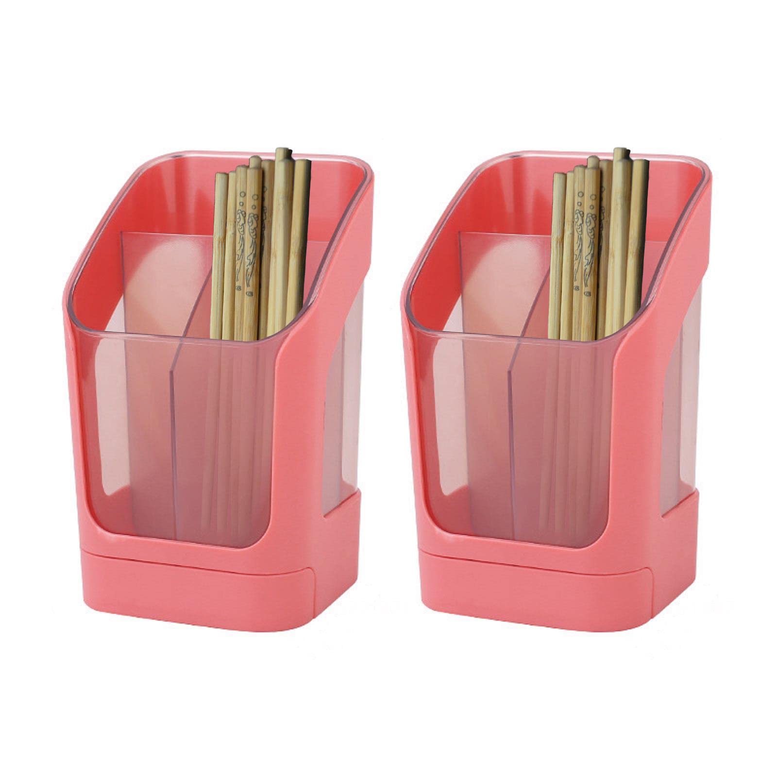 2-Pack Kitchen Utensil Holder - Cutlery Caddy Organizer for Forks, Spoons, Knives & Chopsticks - Red Tableware Storage (11x18.5x12.5x10.5cm) - Perfect for Kitchen Countertop, Dining Table & Restaurant Organization