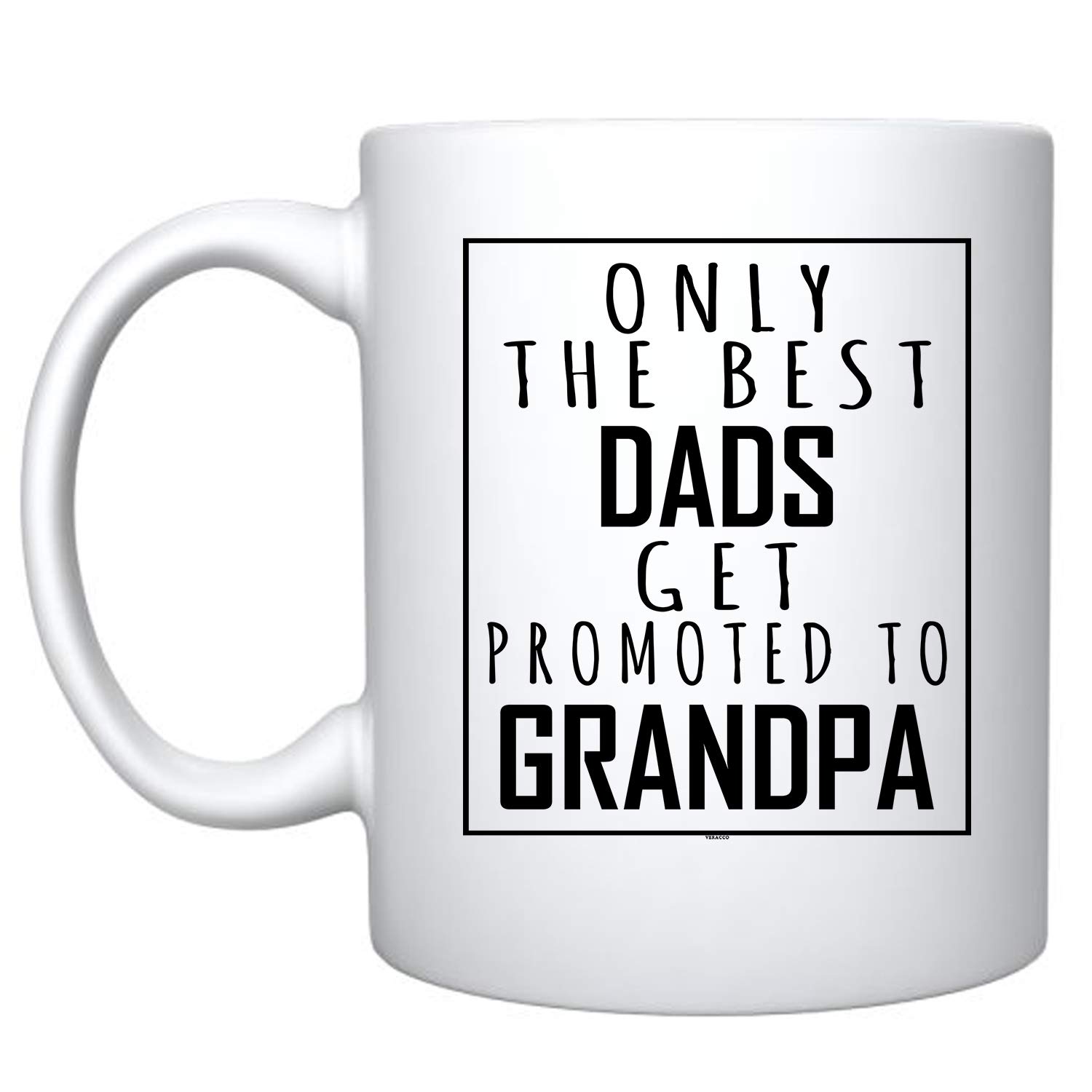 Funny Ceramic Coffee Mug for Dad - 'Only The Best Dads Get Promoted To Grandpas' Shark Design - Perfect Father's Day Gift for New Dads & Grandfathers (White) - Great for Office Use, Birthday Presents & Retirement Gifts