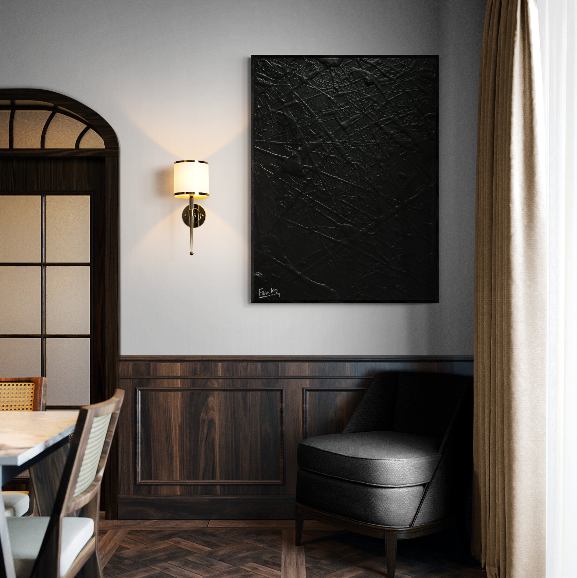 Little Wicked 75cm x 100cm Black Textured Abstract Canvas Wall Art - Modern Home Decor for Living Room, Bedroom & Office