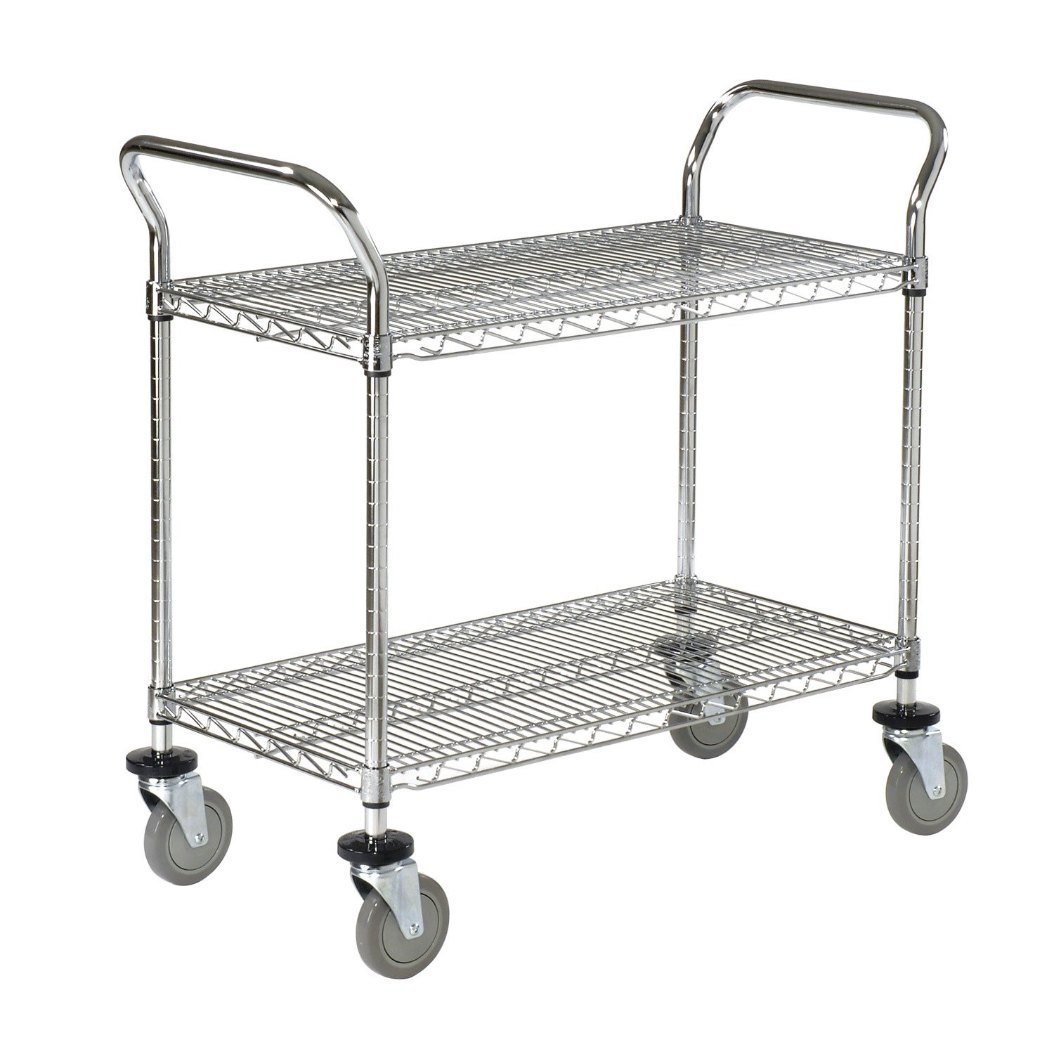 Nexel 2-Tier Wire Shelves Utility Cart with Chrome Finish - 18