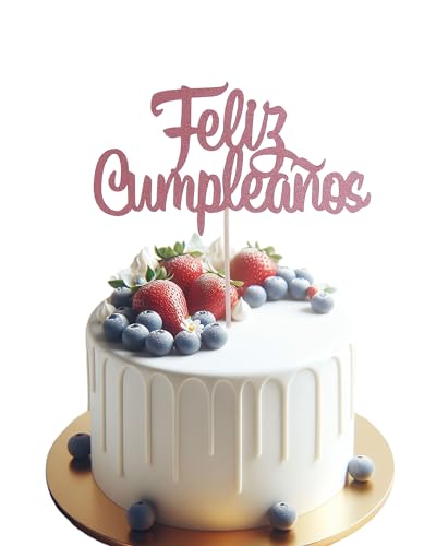 Feliz Cumpleaños Rose Gold Cake Toppers
