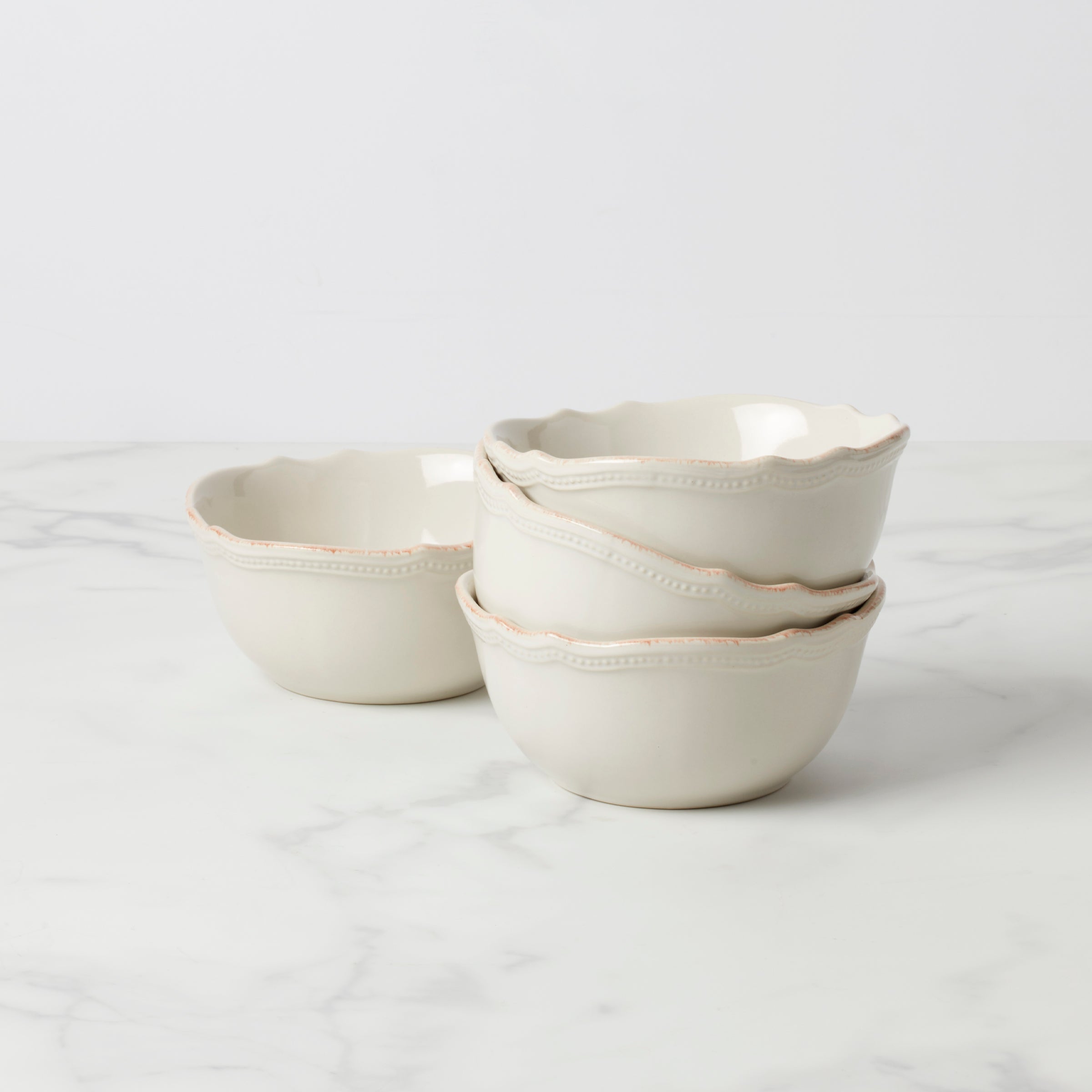 French Perle Bead All-Purpose Bowls Set of 4 - Elegant Serving & Decor for Dining, Entertaining & Home Decor