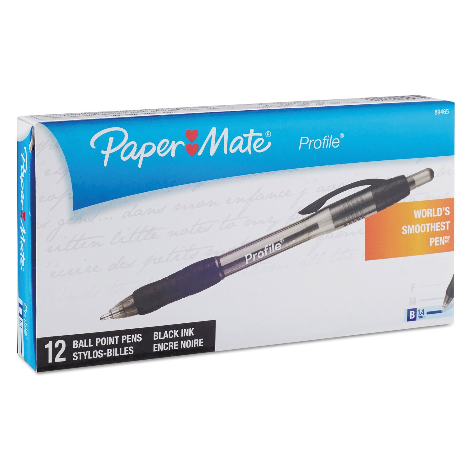 Paper Mate Profile Retractable Ballpoint Pens - 1.4mm Bold Point, Black Ink (24-Pack) - Perfect for Office, School & Note Taking