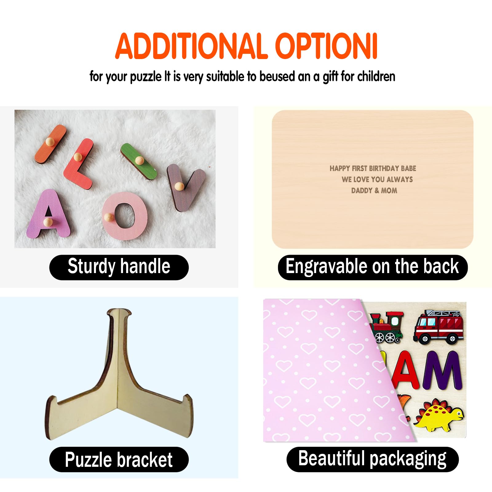 Personalized Wooden Name Puzzle for Toddlers 1-3 Years Old - Montessori Learning Toy, Easter Basket Stuffer & 1st Birthday Gift for Baby Boys & Girls - Perfect for Early Childhood Education & Holiday Gifting