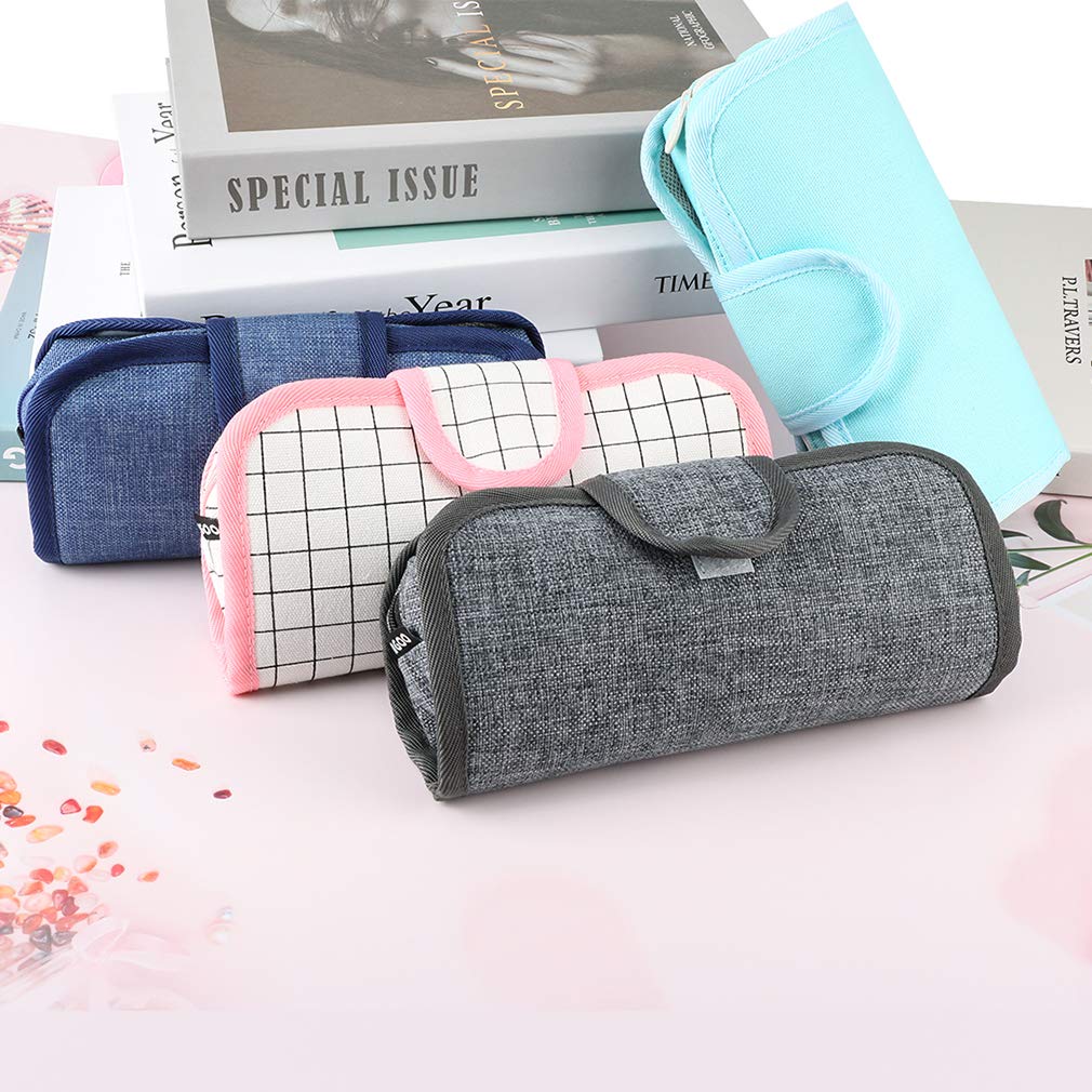 iSuperb Large Capacity Canvas Pencil Case - Removable Zipper Pouch for Stationery, Makeup & Cosmetics Organizer - Women's Denim Blue Storage Bag for School, Office & Travel Essentials