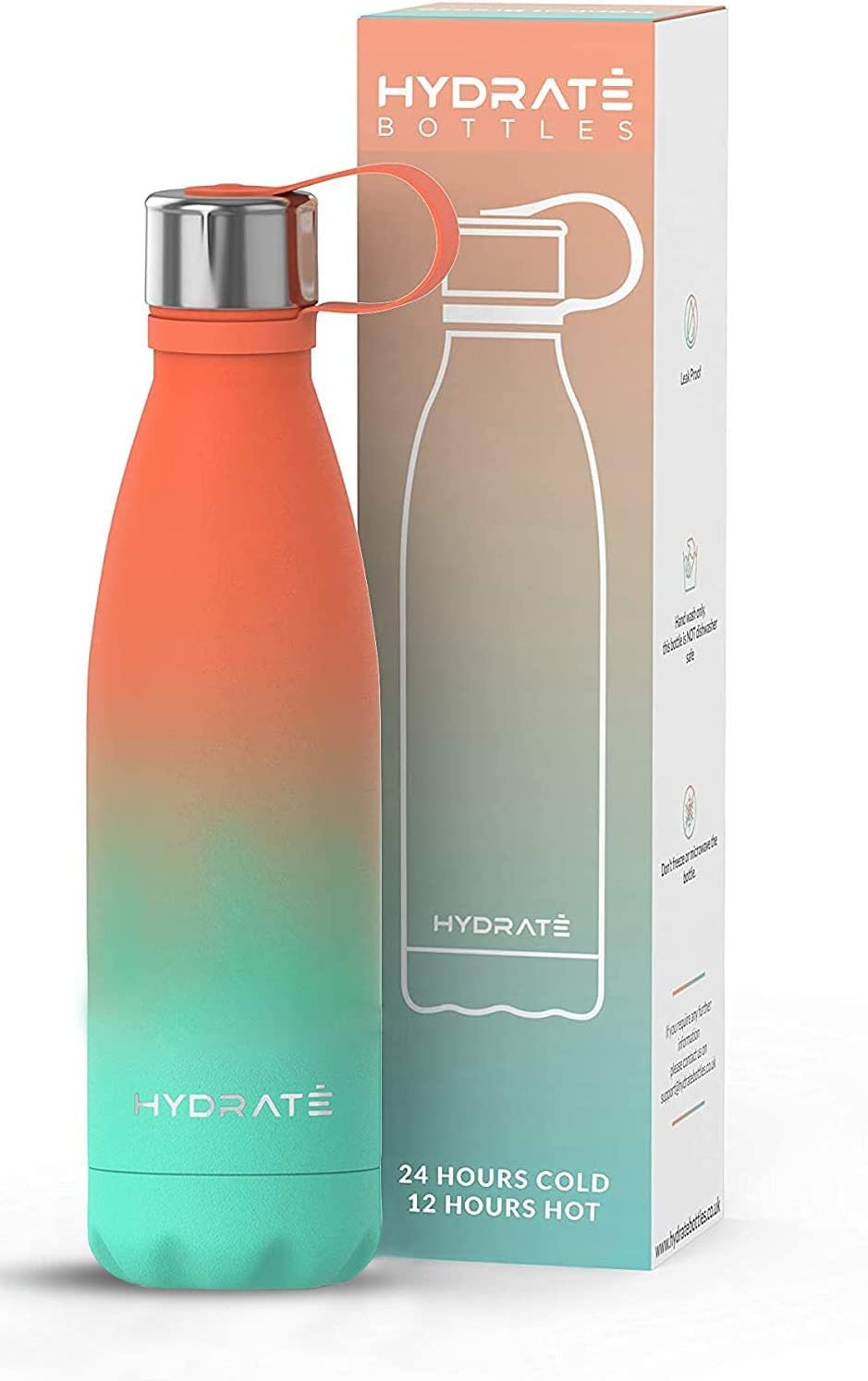 HYDRATE Super Insulated Stainless Steel Water Bottle 500ml - BPA Free, 24 Hours Cold & 12 Hours Hot, Tropical Breeze Design - Perfect for Gym, Hiking, Office & Travel - Reusable Thermos for Hot & Cold Drinks