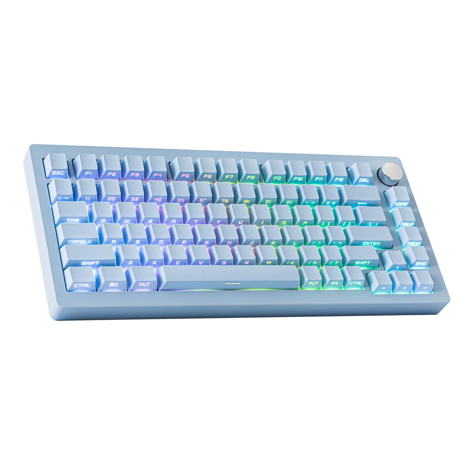 EPOMAKER Tide75 QMK/VIA Wireless Gaming Keyboard - 75% Aluminum Mechanical Keyboard with Programmable Creamy Keys, Bluetooth/2.4Ghz/USB-C Connectivity, FR4 Plate for Windows & Mac (Blue, Lemon Switch) - Perfect for Esports, Office Work & Typing Enthusiasts