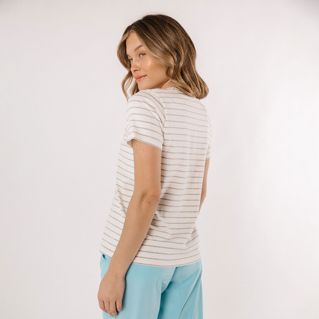 Basic Tee - Grey Venice Stripe Cotton T-Shirt for Men & Women | Casual Everyday Wear & Layering Essential