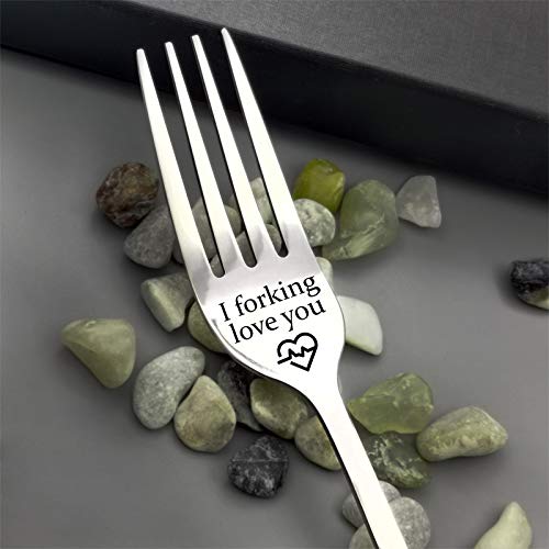 Funny 'I Forking Love You' Fork Set - Anniversary, Christmas & Birthday Gifts for Husband, Wife, Boyfriend, Girlfriend - Couples Dessert Forks for Romantic Dinners & Special Occasions