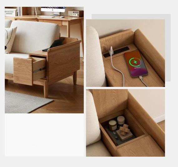 Oak Solid Wood Space-Saving Storage Sofa - Functional Multi-Purpose Sofa Bed with Hidden Storage for Small Apartments, Living Rooms & Guest Rooms