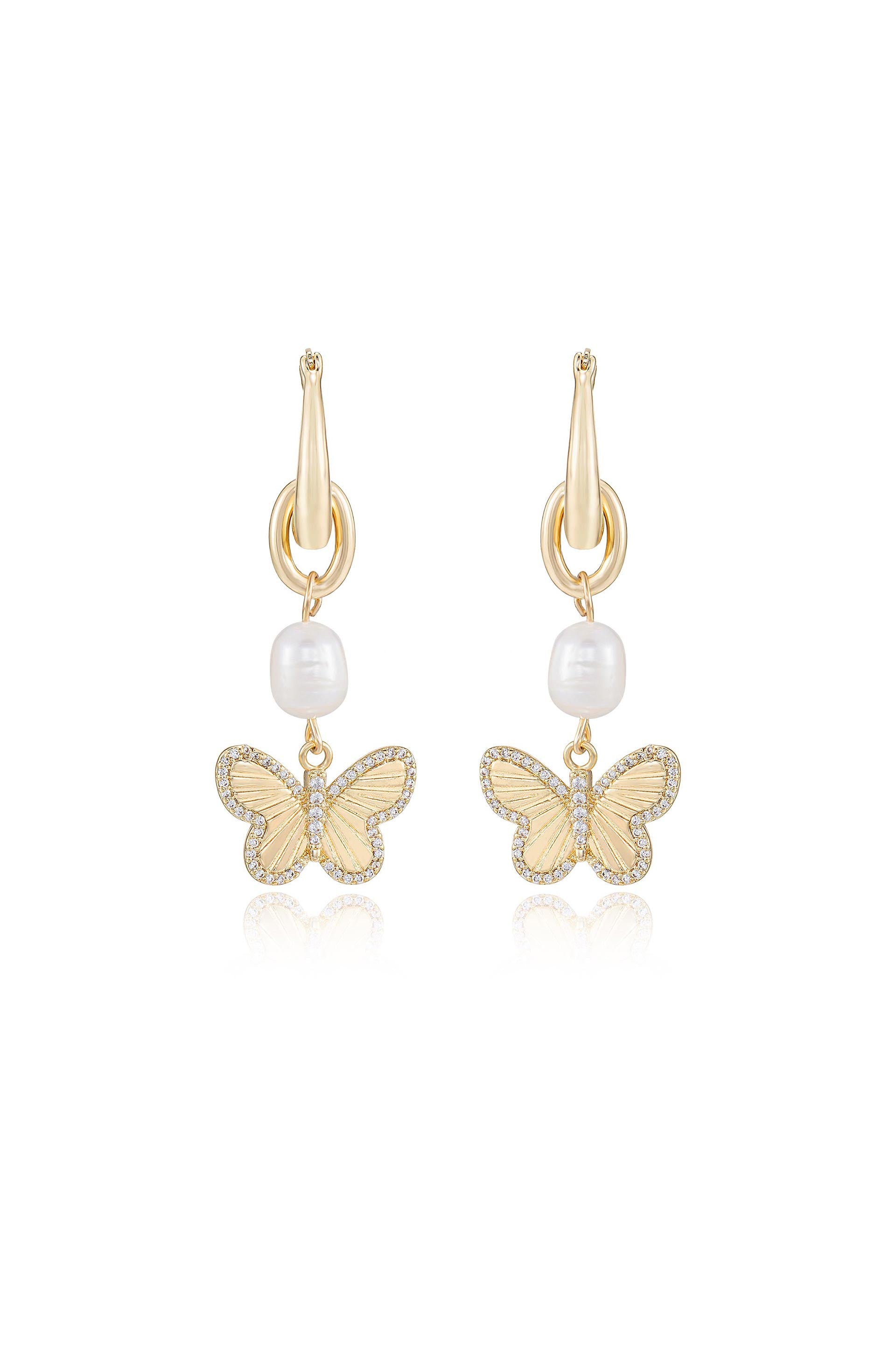 Elegant Butterfly High Pearl Drop Earrings for Women - Perfect for Weddings, Parties & Special Occasions