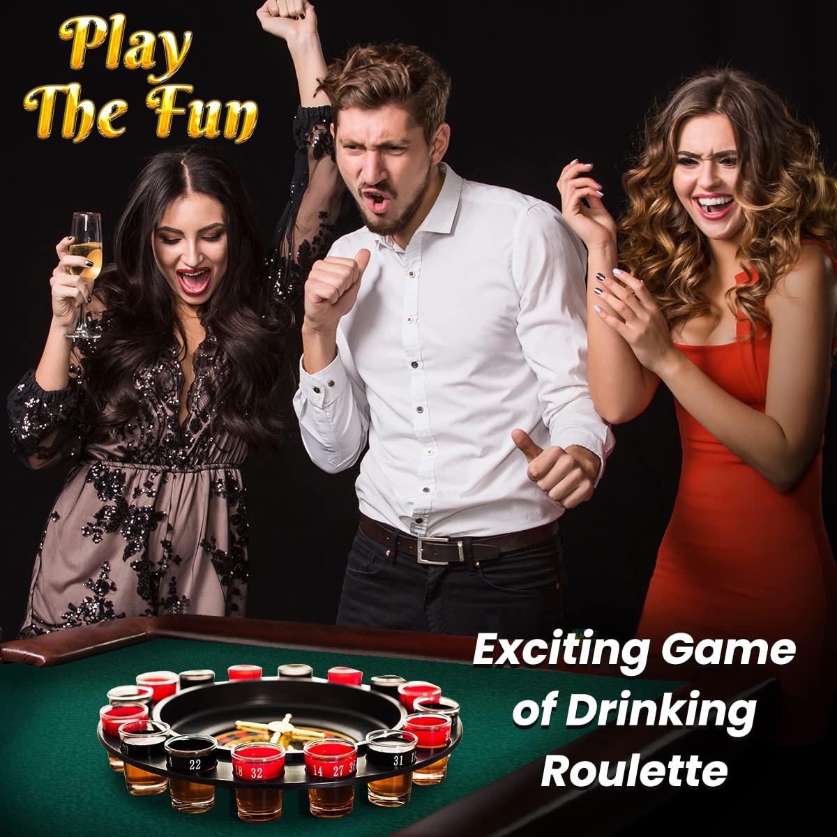 Casino Style Drinking Game Glass Roulette Set - 16 Shot Glasses & 2 Balls for Adult Party Games, Bachelor/Bachelorette Parties & Bar Nights - Fun Alcohol Drinking Accessories for Group Games & Social Events