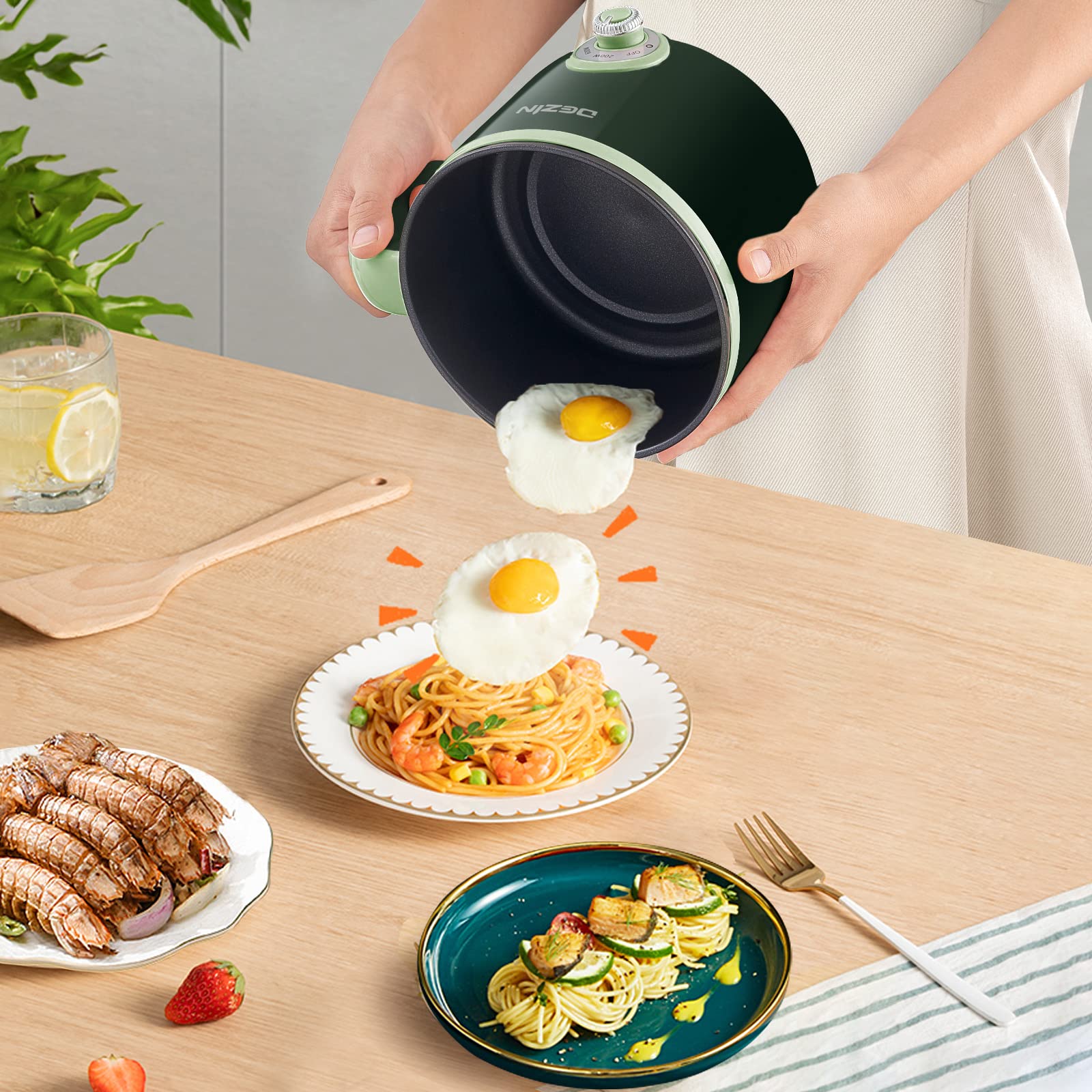 **Dezin 1.5L Electric Hot Pot - Non-Stick Noodle Cooker for Ramen, Pasta, Soup & More | Adjustable Temperature & Portable Design | Perfect for Dorms, Office & Travel**