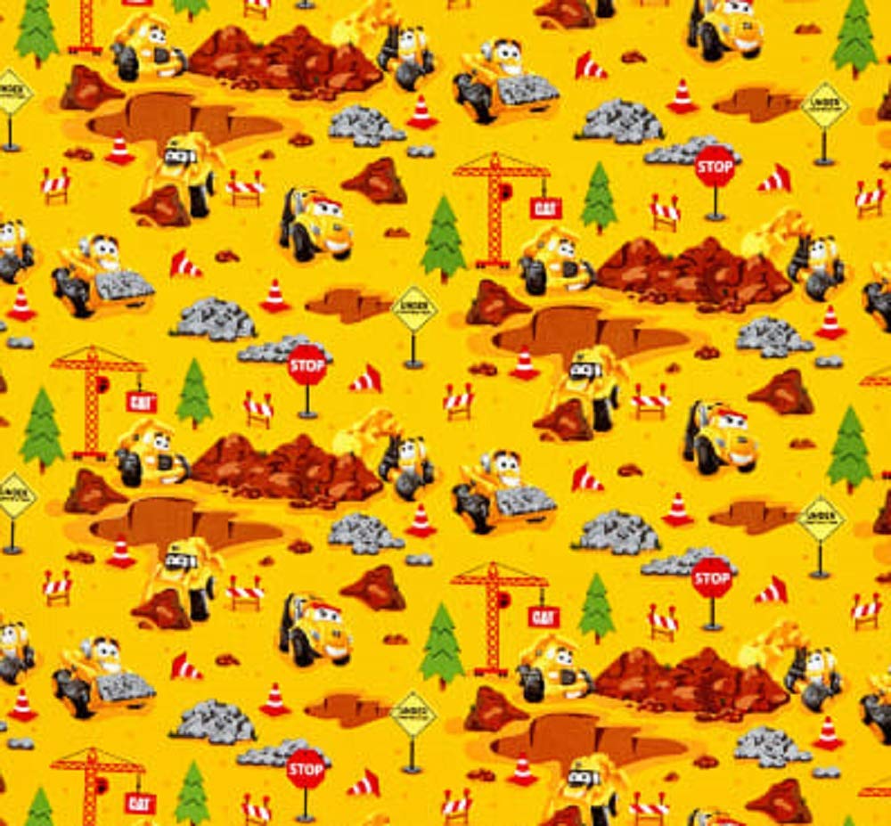 CAT Equipment Yellow Flannel Fabric - Durable Workwear Material for Construction & Outdoor Use - Perfect for Shirts, Jackets & Safety Gear