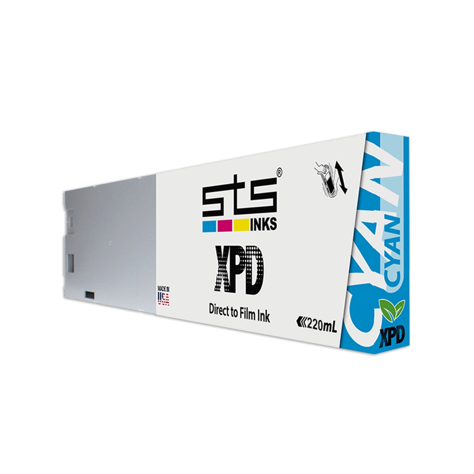STS DTF XPD Ink Cartridge 220ml Cyan - High-Quality Direct to Film Printing Ink for Custom T-Shirts & Apparel Design