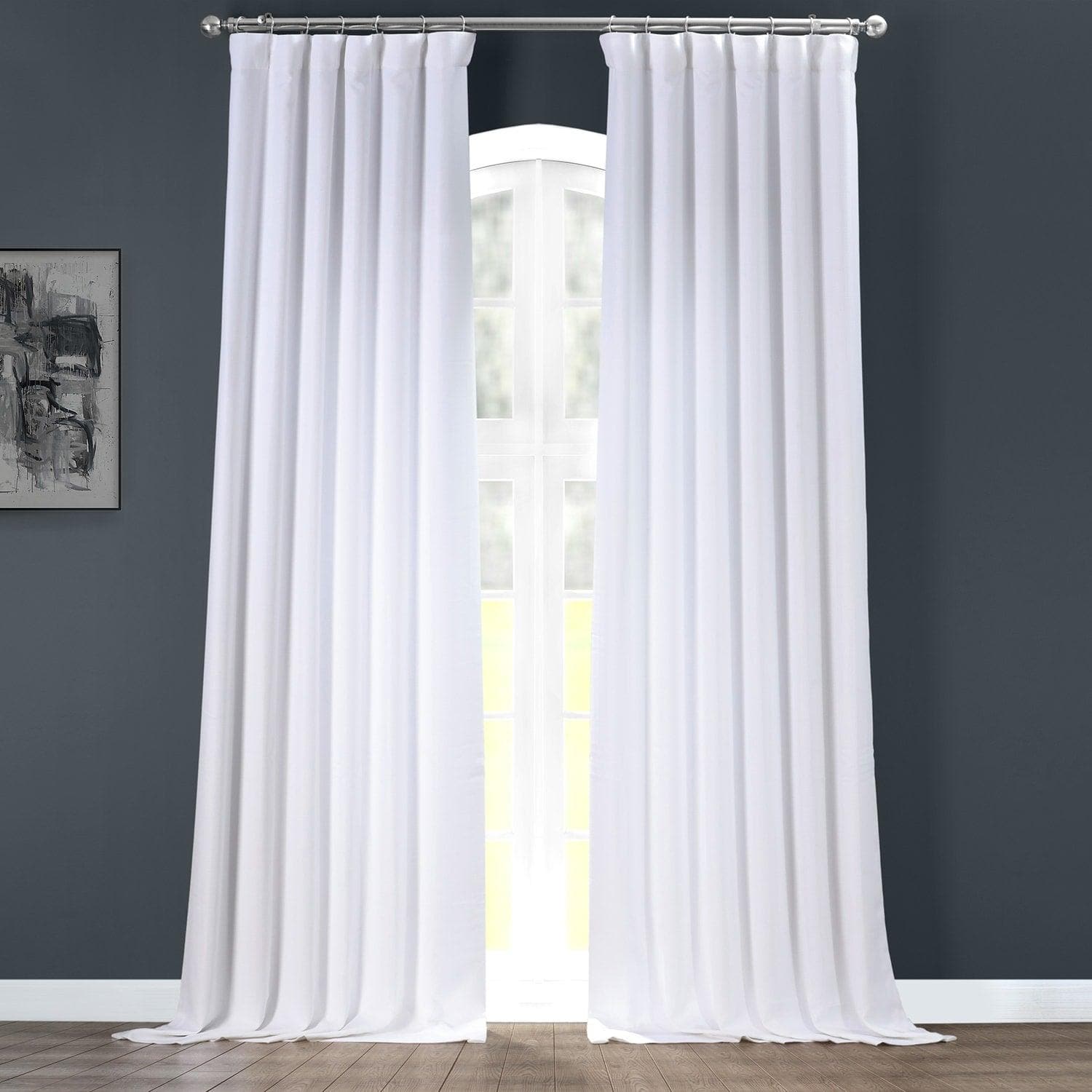 Dove White Italian Faux Linen Blackout Curtains for Bedroom - Thermal Insulated Window Drapes for Living Room & Nursery (Set of 2 Panels) - Perfect for Light Blocking and Privacy