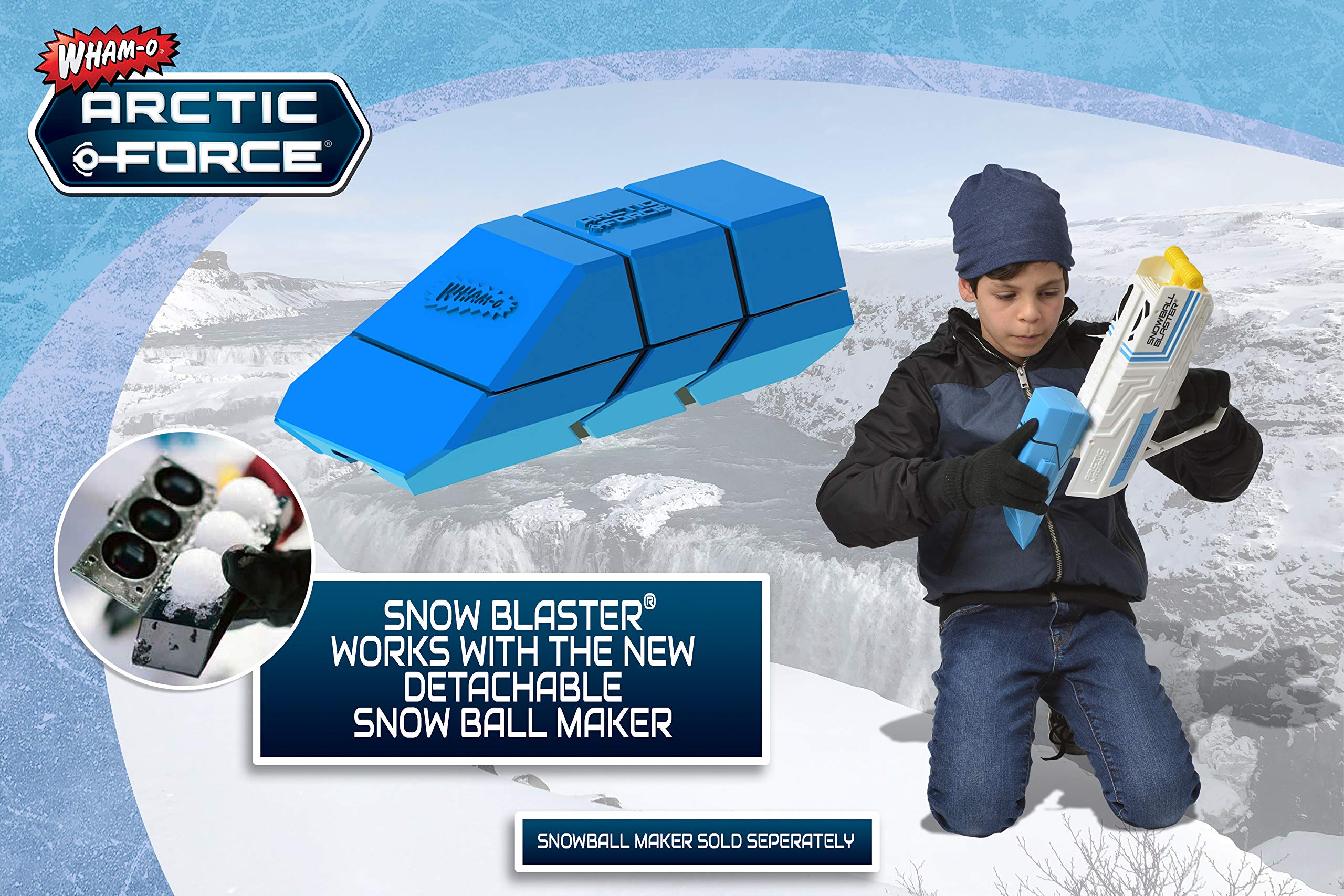 Wham-O Arctic Force Snowball Blaster with Detachable Snowball Maker - Comfortable Grip Handle for Accurate Throwing & Better Control - Easy to Aim Green Snow Ball Launcher for Winter Outdoor Play, Snowball Fights & Family Fun Activities