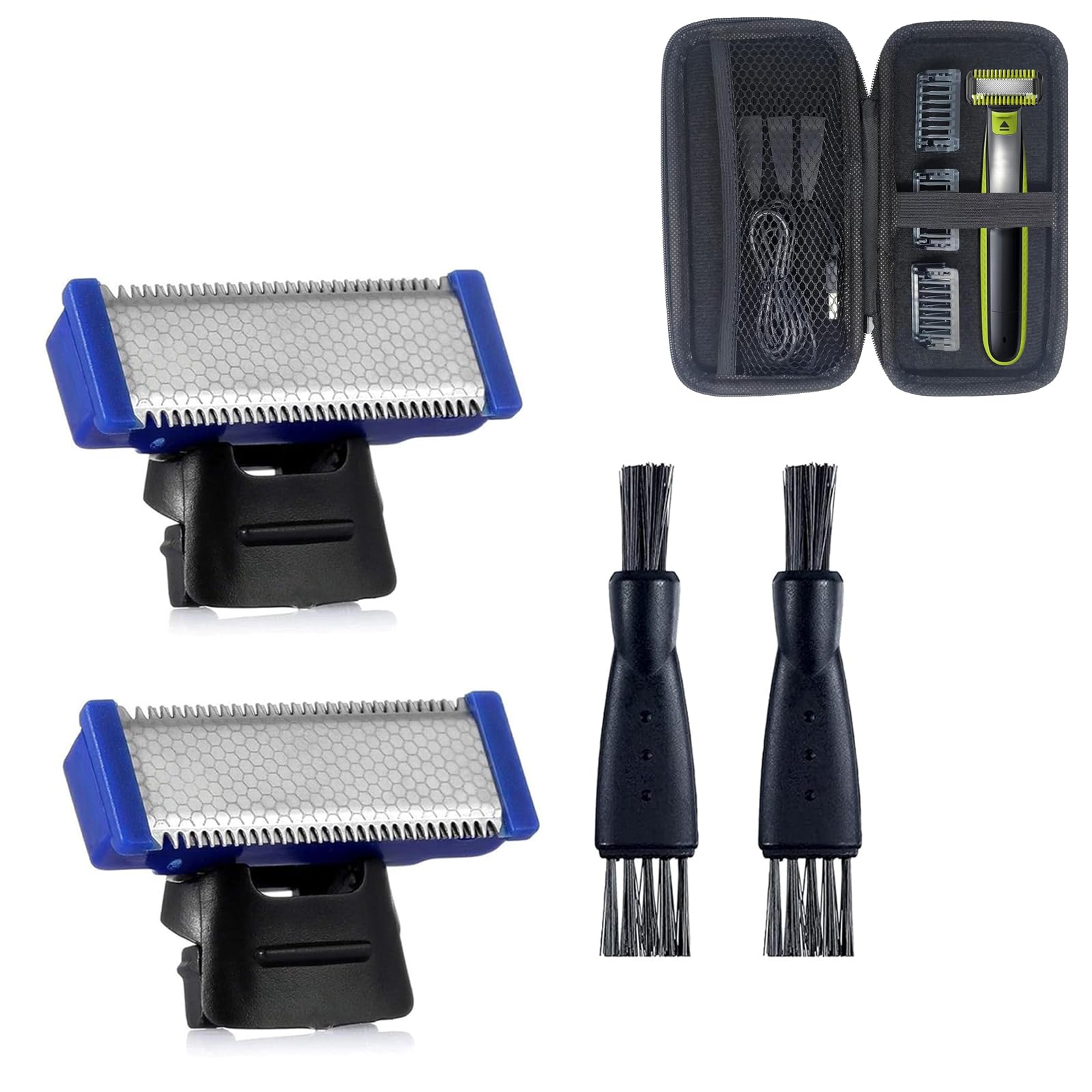 INVODA 2PCS Replacement Razor Heads for Micro Touch Solo Trimmer - Includes 1 Shaver & EVA Storage Case - Perfect for Travel, Grooming, and Personal Care