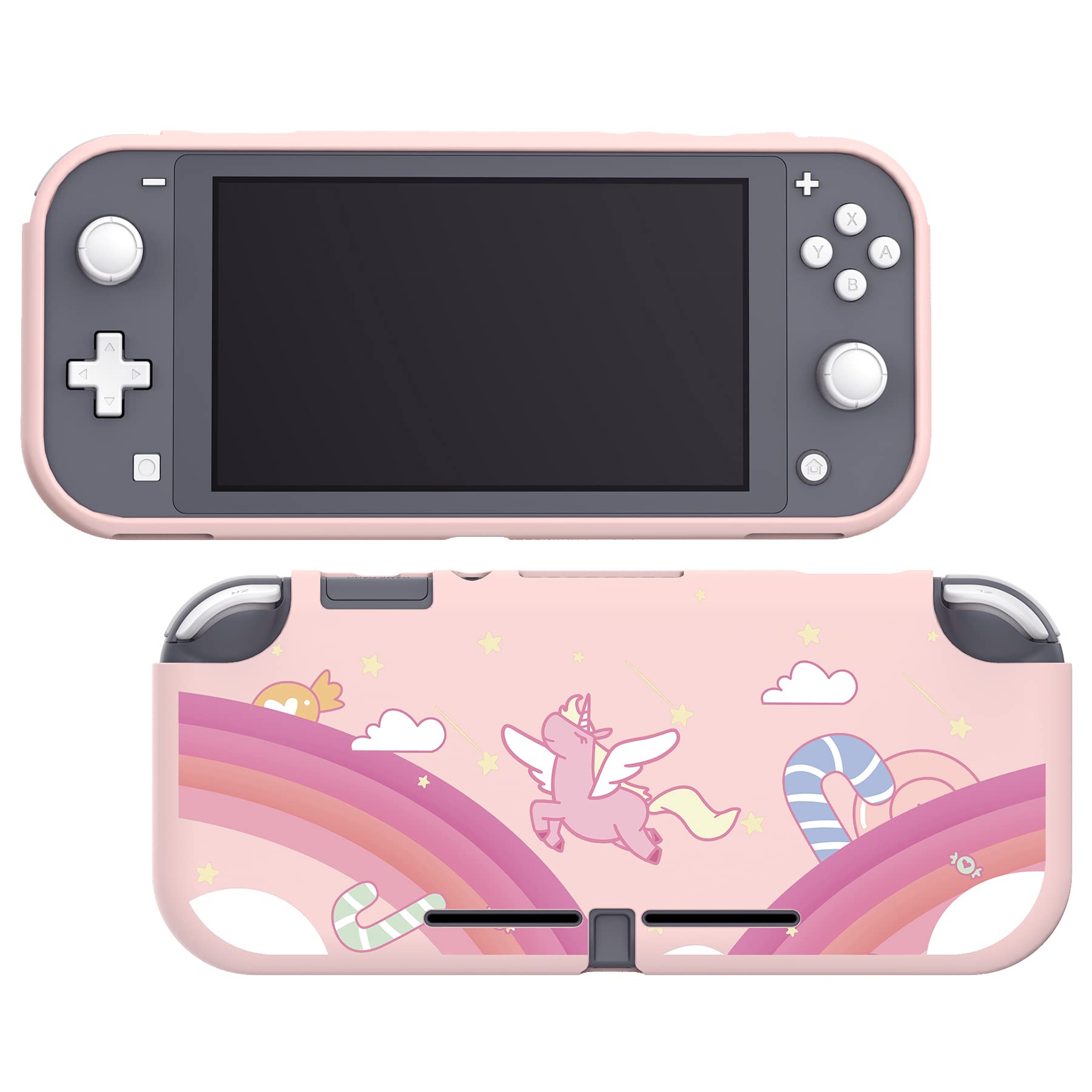 eXtremeRate PlayVital Protective Case Cover for Nintendo Switch Lite - Shockproof & Scratch-Resistant Unicorn Rainbow Design - Perfect for Gaming, Travel, and Everyday Protection