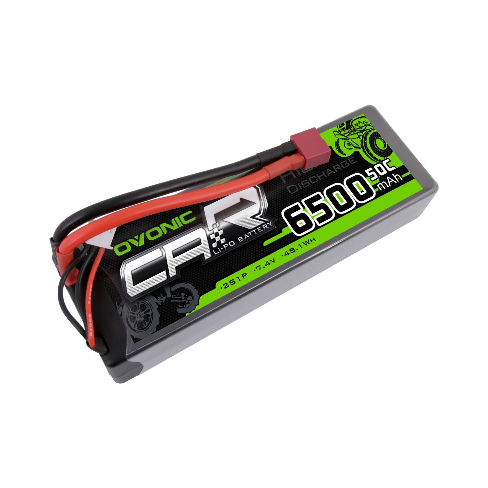 OVONIC 2S 7.4V 6500mAh 50C LiPo Battery Pack with Deans Plug - High Performance Rechargeable Battery for RC Cars, Buggies, Monster Trucks - Perfect for Off-Road Racing, Drifting and RC Hobby Enthusiasts