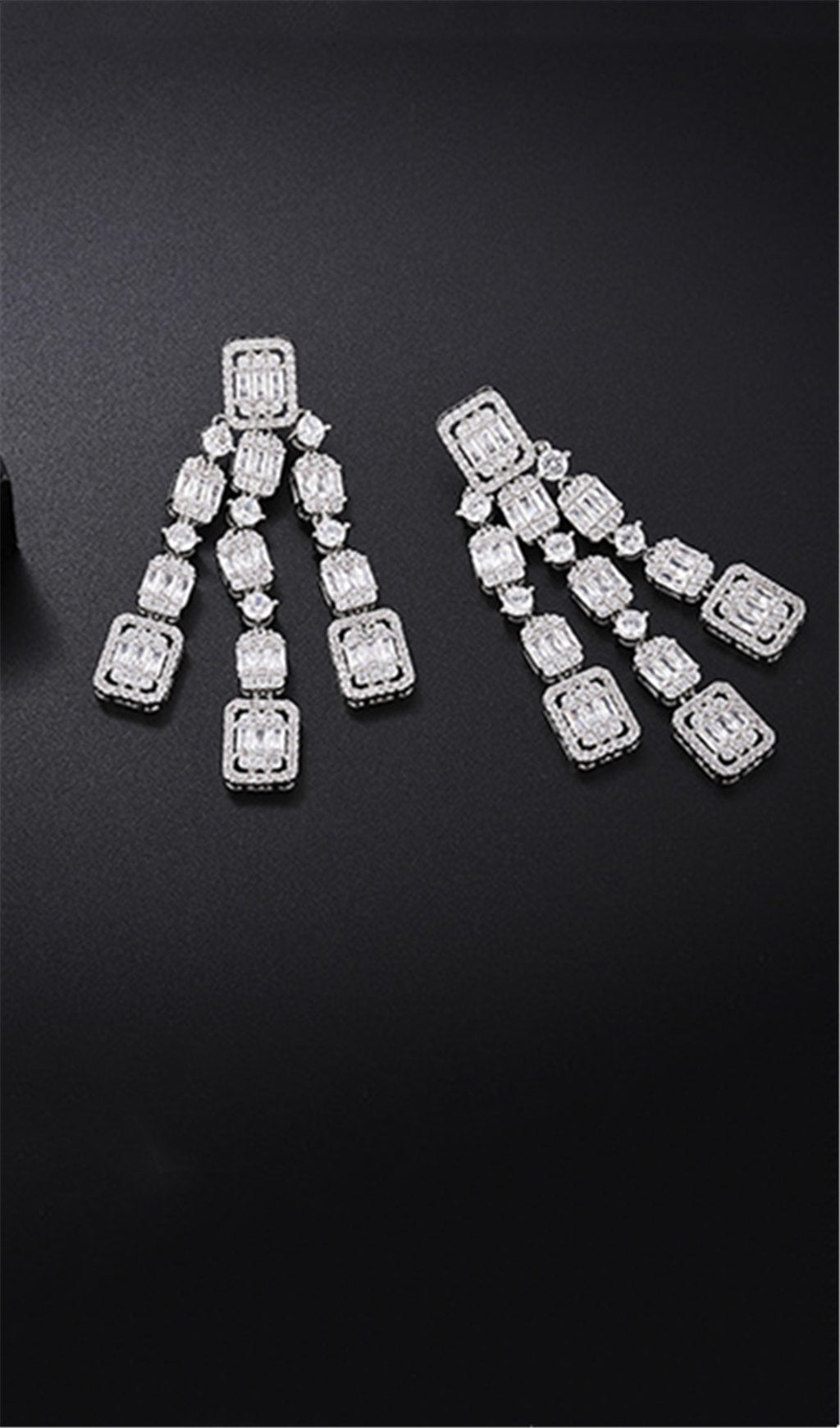 AQUARE Long Zircon Earrings for Women - Elegant Cubic Zirconia Stud Earrings for Daily Wear, Parties & Special Occasions