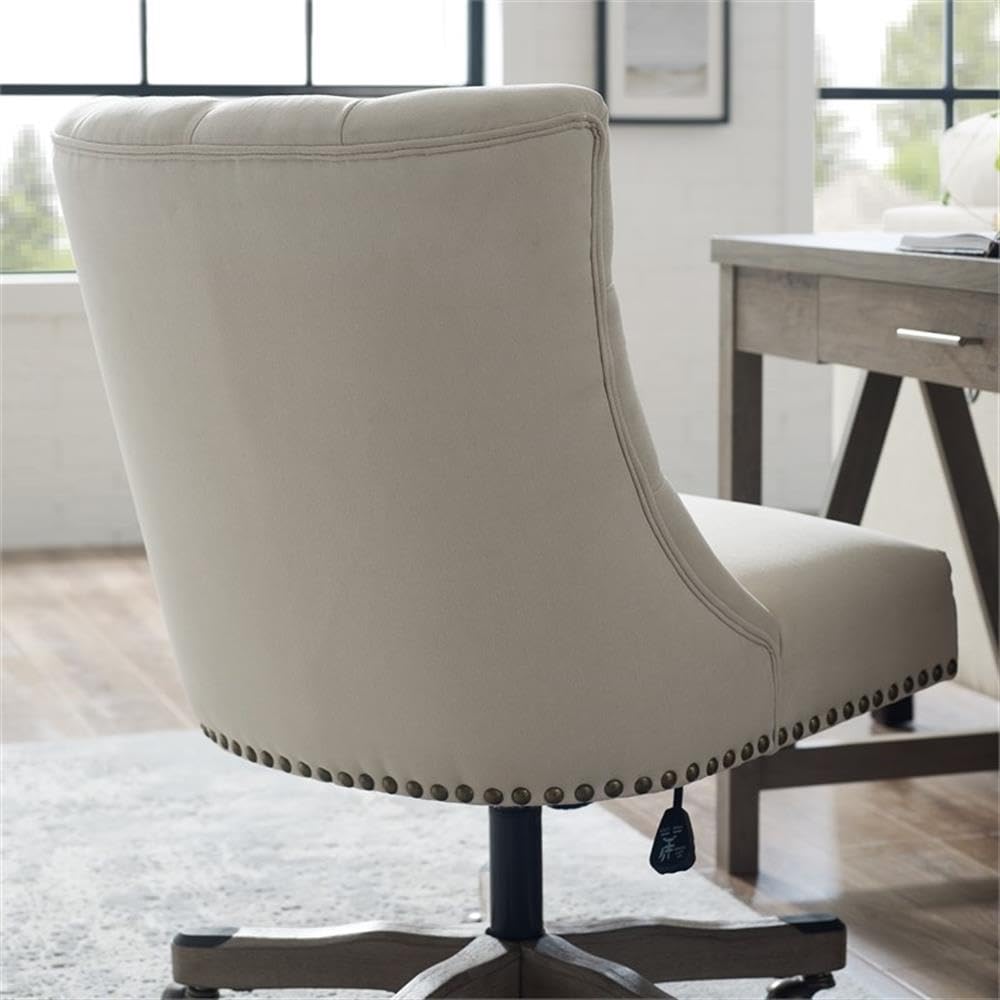 UrbanPro Wood Upholstered Office Chair in Natural Beige - Ergonomic Home Office Desk Chair with Lumbar Support - Perfect for Remote Work, Study & Gaming Setup