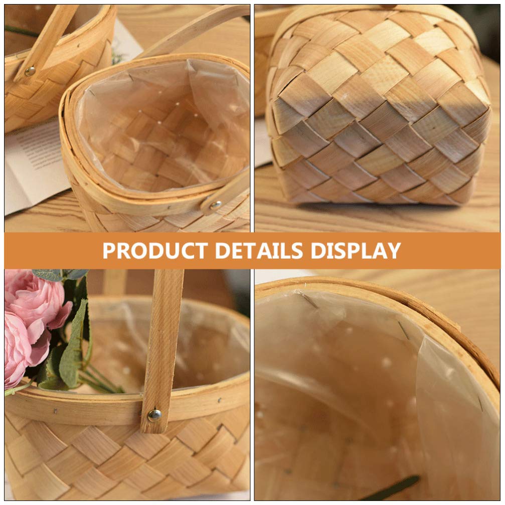 Bestoyard Natural Rattan Wicker Easter Basket with Handles - Wooden Storage Organizer for Home Decor, Easter Egg Hunt, Fall Harvest, Picnic, Wedding, Gardening & Rustic Party Decorations