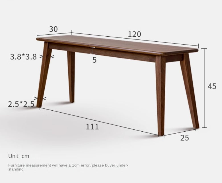 Solid Black Walnut Wood Modern Long Bench - Stylish Entryway, Dining Room, or Living Room Seating Furniture for Home Decor