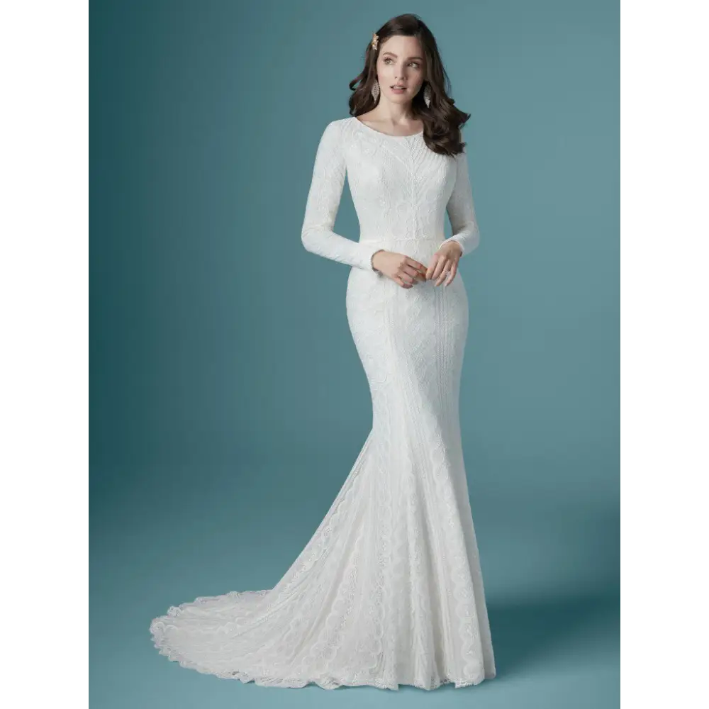 Geraldine Leigh by Maggie Sottero Wedding Dress - Sample Sale | Elegant Lace Bridal Gown for Church Ceremony & Beach Weddings
