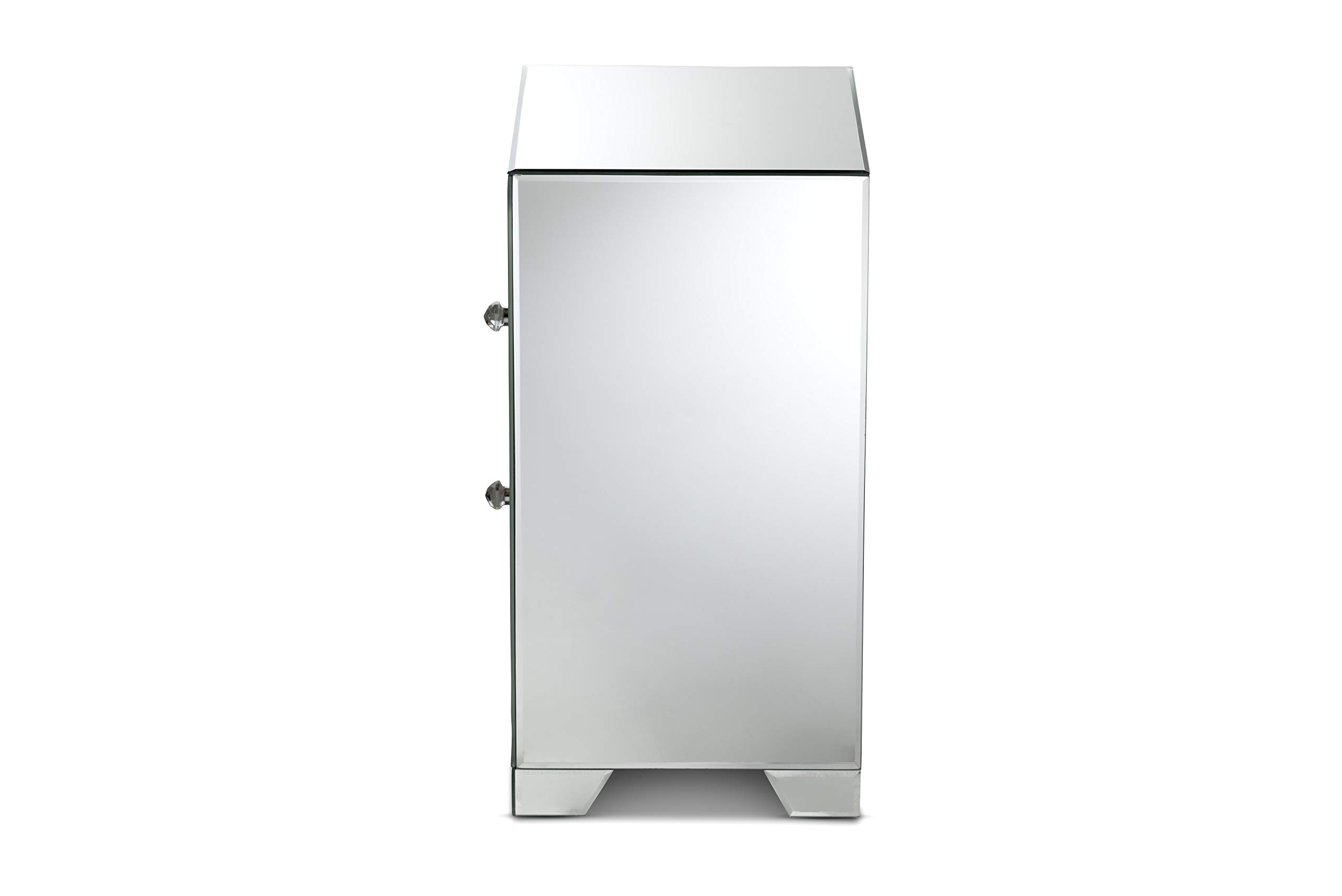 Baxton Studio Modern Nightstand with Drawer - Silver Finish Bedside Table for Bedroom, Living Room & Guest Room - Compact Storage Solution for Small Spaces