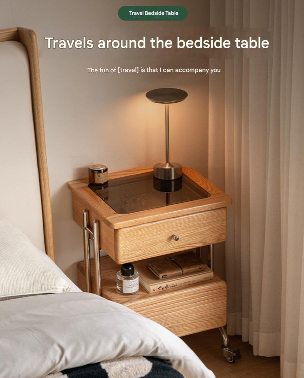 Solid Oak Wood Modern Nightstand with Removable Shelf - Perfect for Bedroom, Living Room, and Home Office Storage