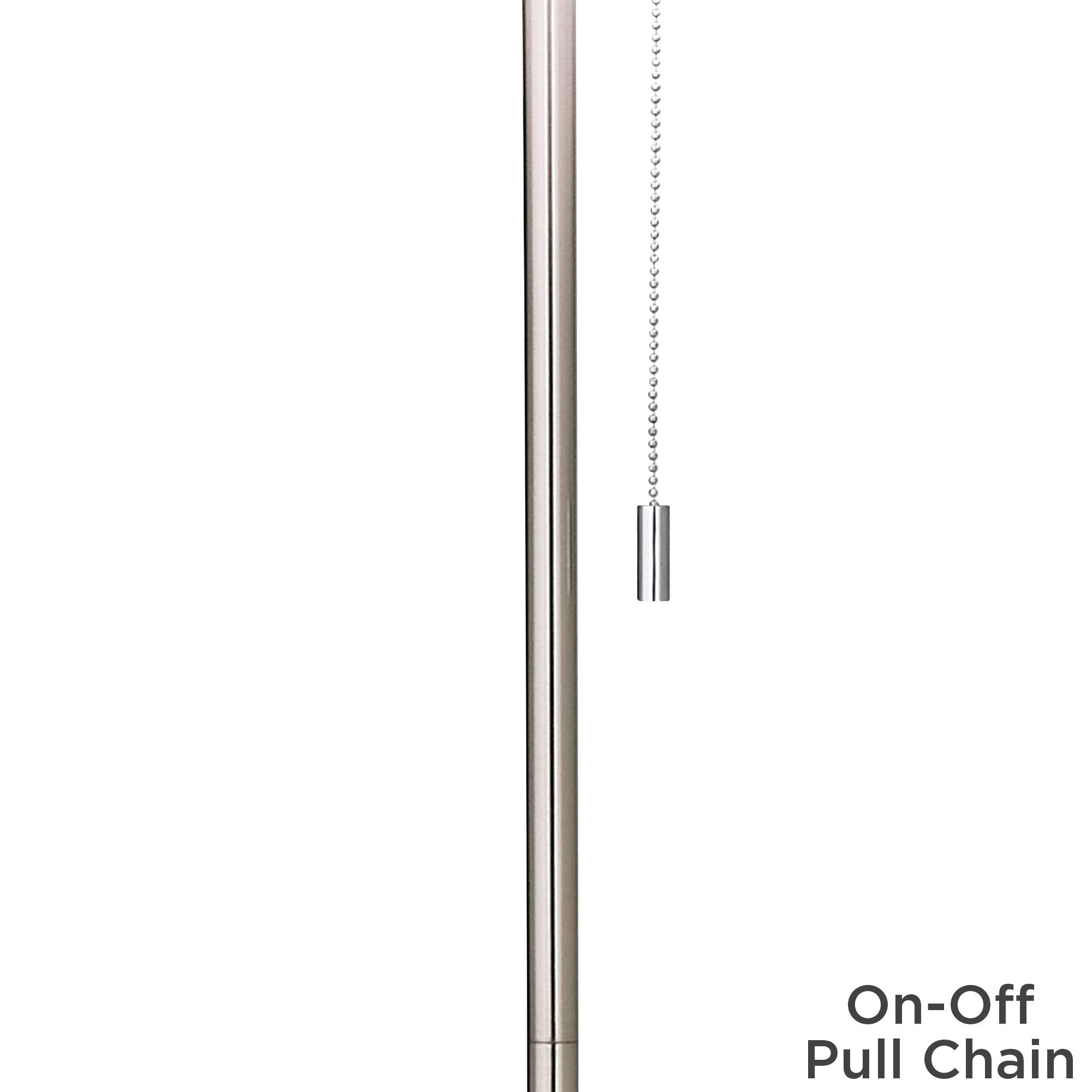 Brushed Nickel Pull Chain Floor Lamp with Printed Shade - Modern Spring Decor for Living Room, Bedroom & Office Lighting