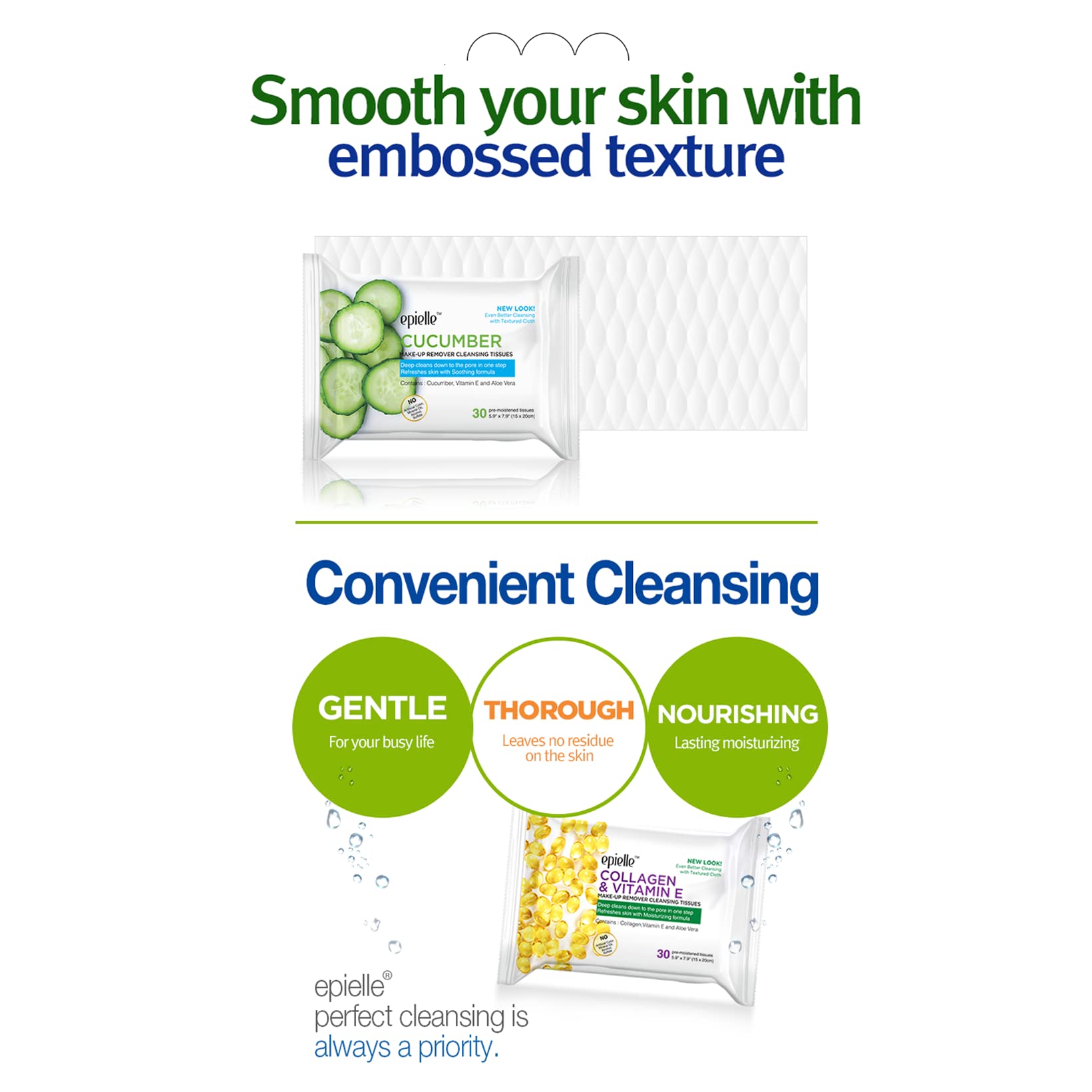 Epielle Charcoal & Collagen Makeup Remover Cleansing Wipes - Gentle for All Skin Types, Removes Dirt, Oil & Makeup - Infused with Aloe, Cucumber, Green Tea & Argan Oil - 30 Count (Pack of 6) - Perfect for Travel, Gym & Daily Skincare Routine