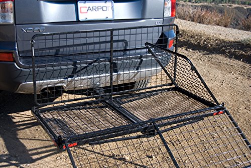 Lockable Carpod Cargo Carrier Hitch Basket - 14 cu ft Storage, 450 lb Capacity | Durable Galvanized Steel Frame | Folds Flat for Easy Storage | True 2