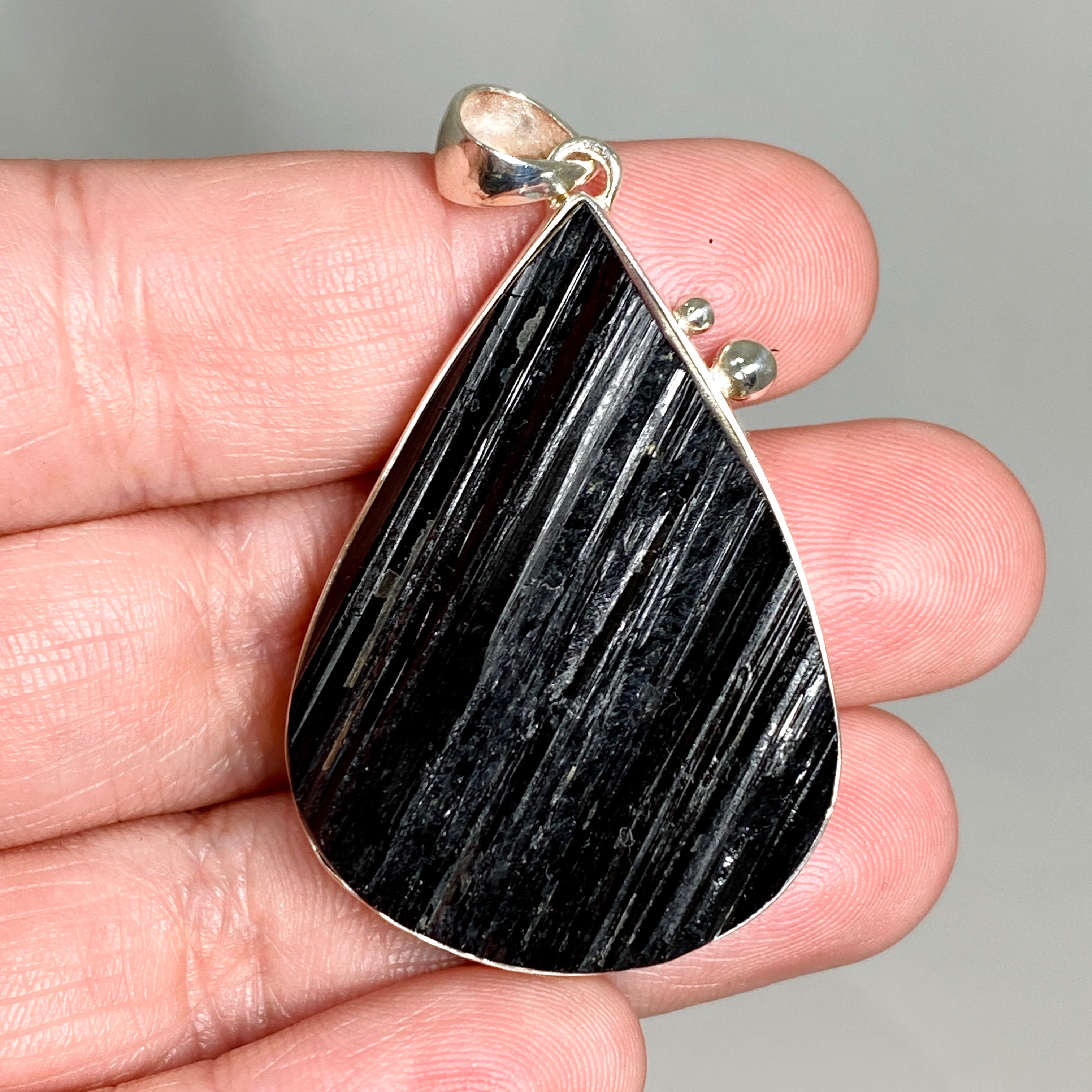 Black Tourmaline Teardrop Raw Pendant Necklace - Natural Gemstone Jewelry for Protection & Healing | Perfect for Meditation, Energy Cleansing & Spiritual Gifts KPGJ4599