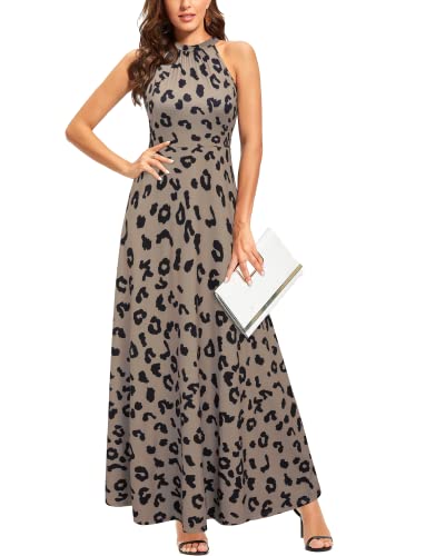 STYLEWORD Women's 2023 Summer Floral Maxi Dress - Hawaiian Beach Halter Neck Formal Long Dress for Wedding Guest, Spring Party & Vacation | Beach Cover Up, Resort Wear, Evening Gala