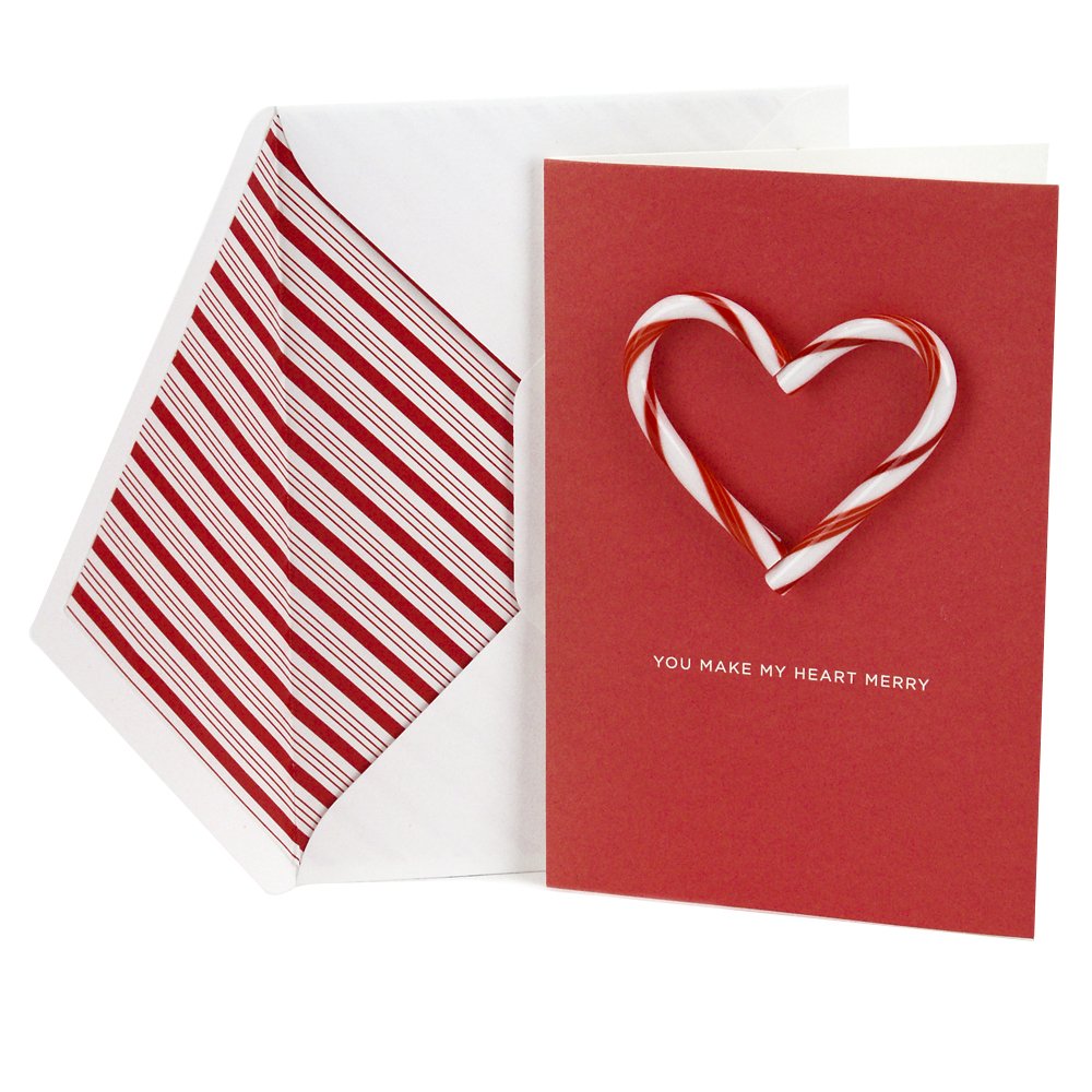 Hallmark Signature Holiday Greeting Card for Couples - Romantic Candy Cane Heart Design - Perfect for Christmas, Valentine's Day & Anniversary Gifts
