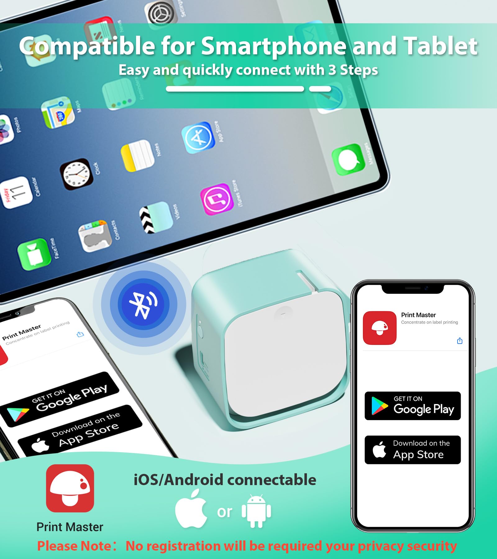 Rechargeable Bluetooth Label Maker Machine with Tape - Portable M960 Mini Label Printer for Home, School, Office & Kids Organization | Compatible with iOS & Android | Multiple Font Styles for Custom Labels | Perfect for Organizing Pantry, Classroom Supplies & Toy Storage