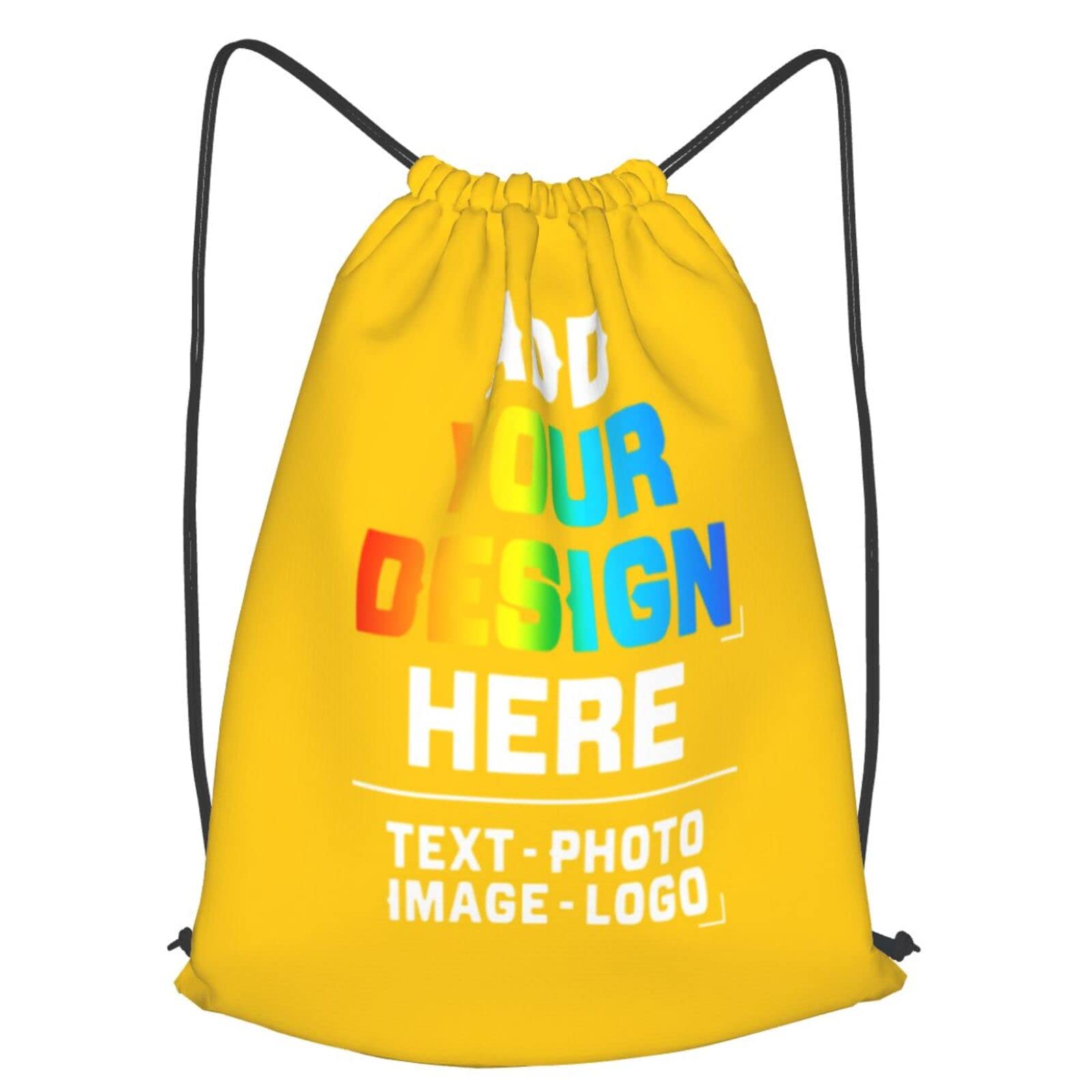 Custom Personalized Drawstring Backpack with Photo/Text - Waterproof Sports Sackpack for Men & Youth Boys - Gym, School, Travel Daypack (16.5