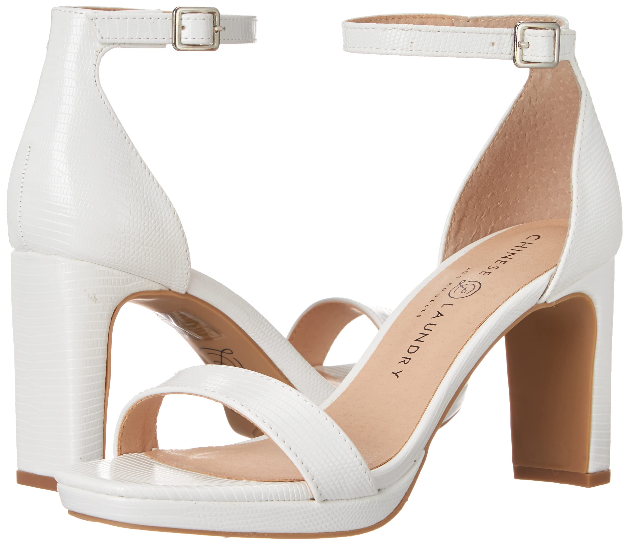 Chinese Laundry Women's Tinie Lizard Heeled Sandal - Stylish Leather Strappy Sandals for Women, Comfortable Block Heels for Parties, Weddings & Night Out