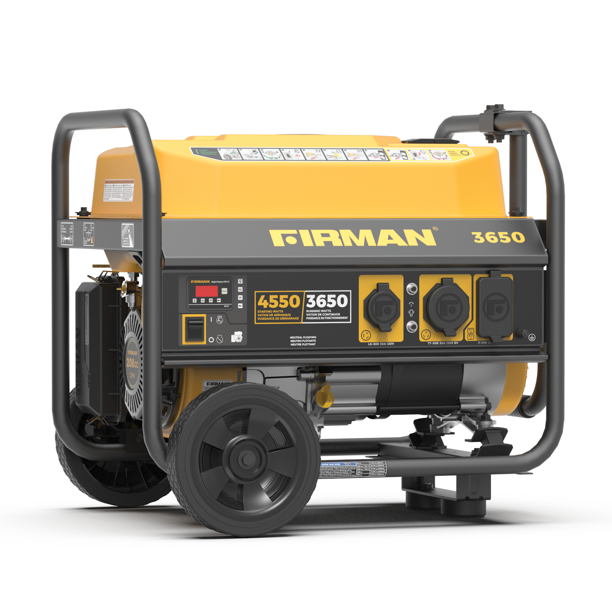 4550W Portable Gas Generator with Recoil Start - 120V Power Supply for Camping, Emergencies & Outdoor Activities