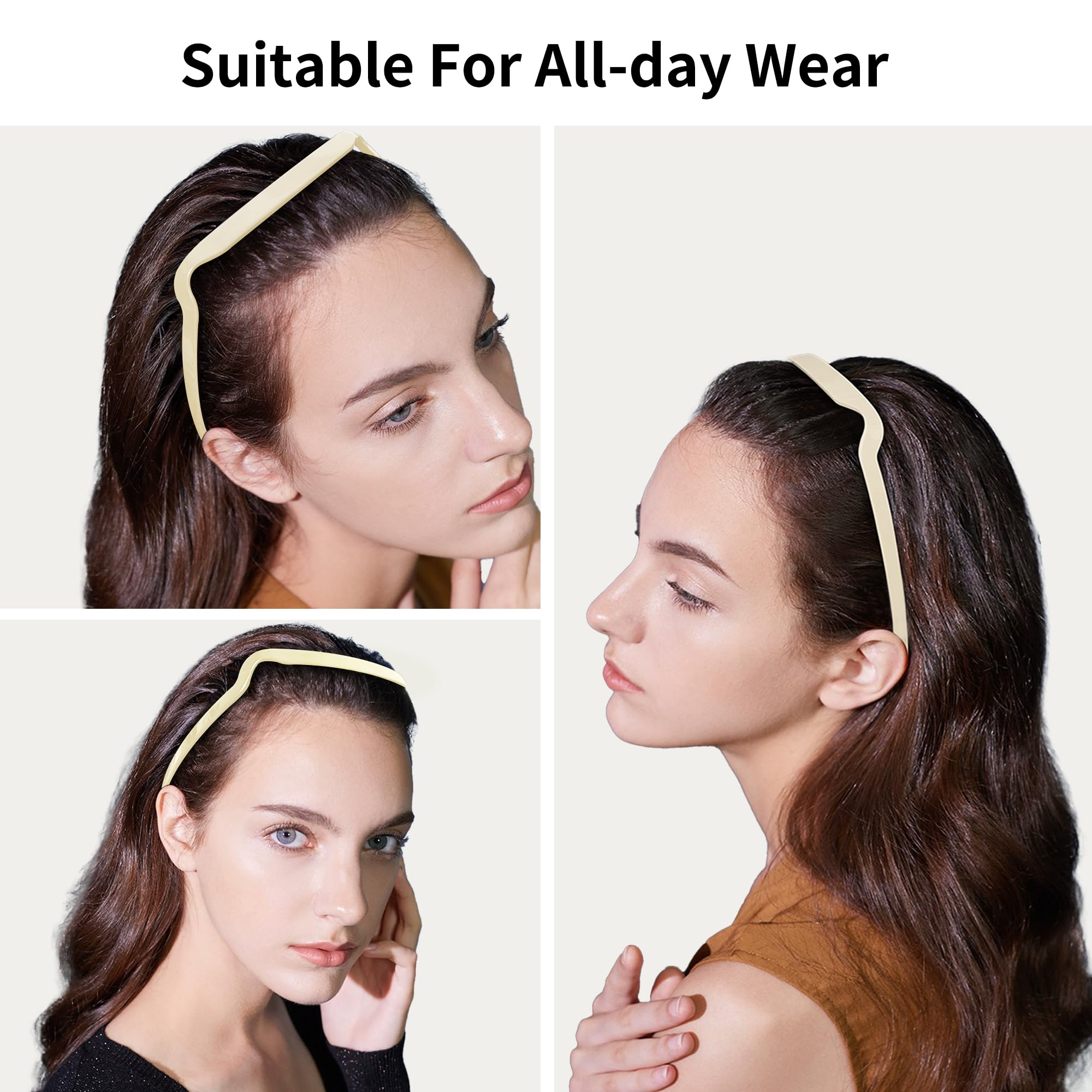 2PCS Square Invisible Hairbands for Women & Men - 2024 Curly Thick Headbands, Medium to Large Hair Bands for Curly Hair Styling & Fixing | Perfect for Workouts, Office, and Everyday Hair Accessories