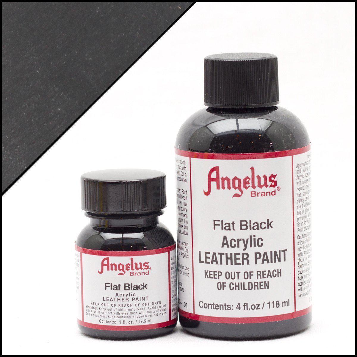 Flat Black Angelus Leather Paint 1oz - Premium Leather Dye for Shoes, Bags & Accessories - Perfect for DIY Leather Repair & Customization Projects